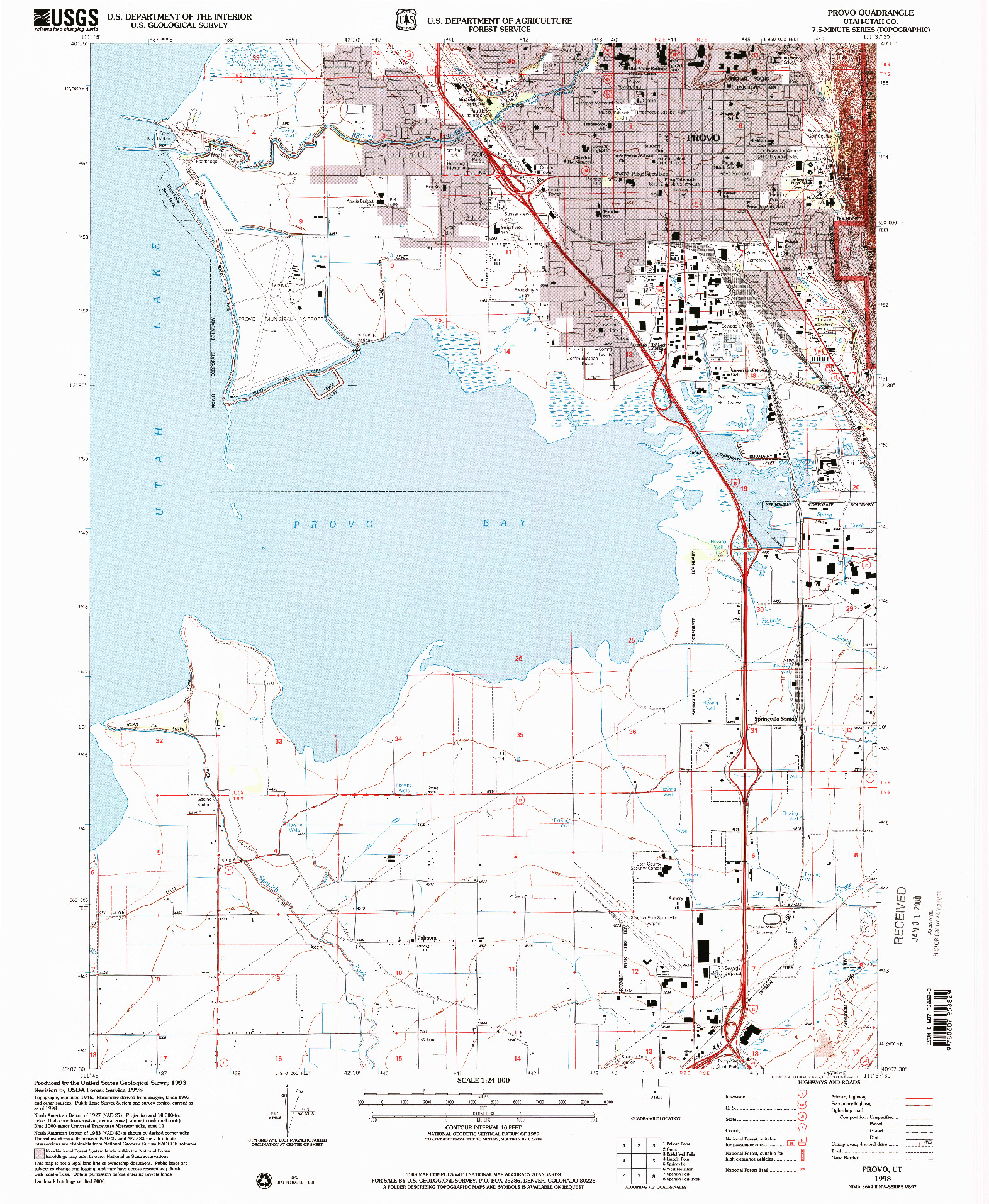 USGS 1:24000-SCALE QUADRANGLE FOR PROVO, UT 1998