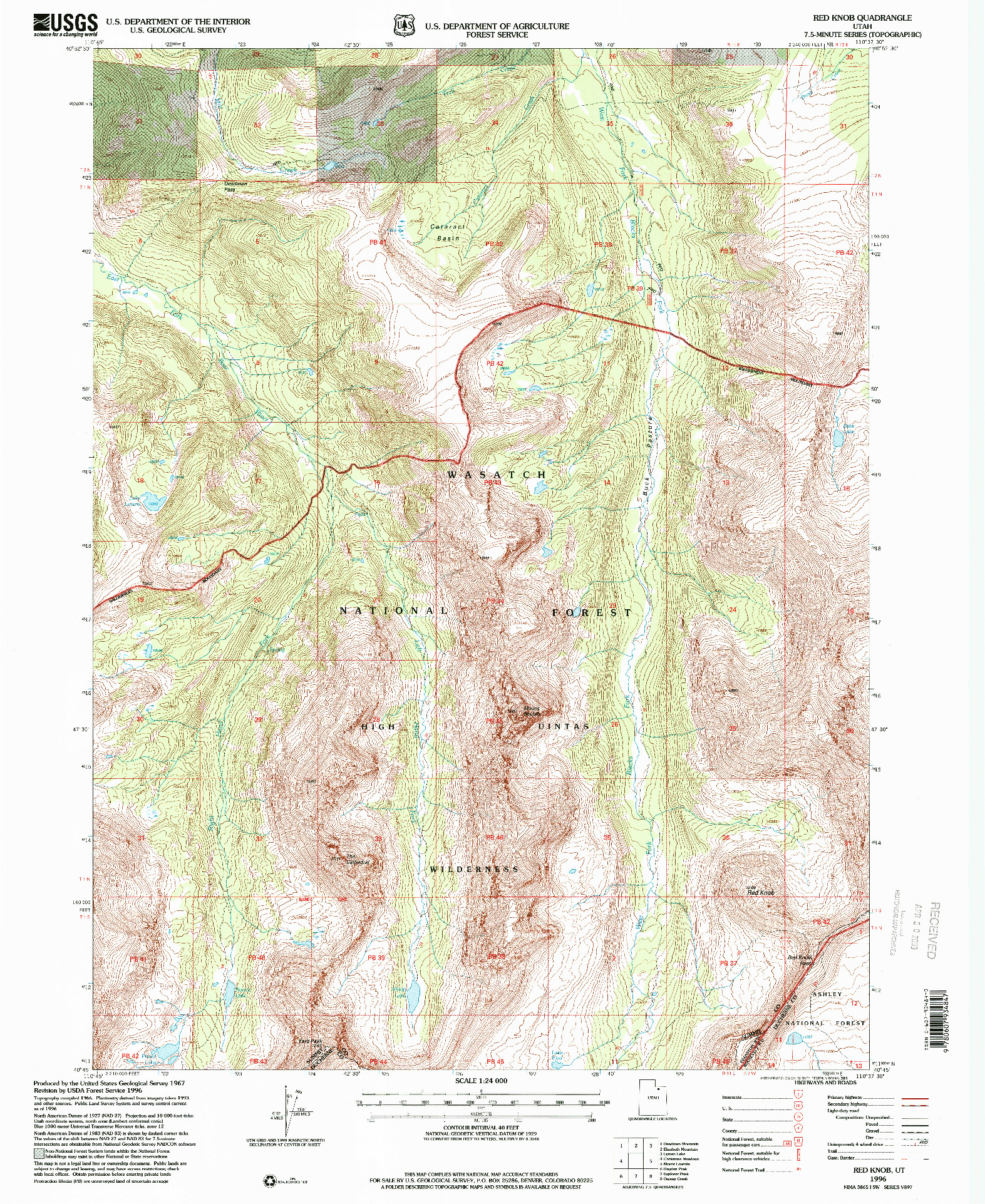 USGS 1:24000-SCALE QUADRANGLE FOR RED KNOB, UT 1996