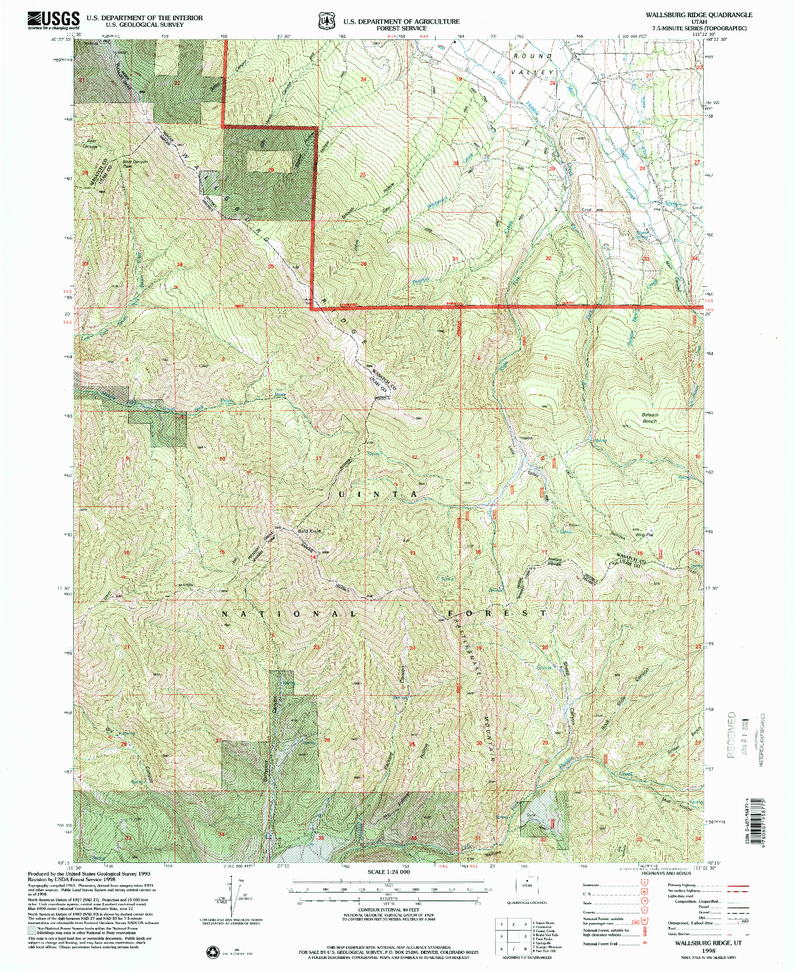 USGS 1:24000-SCALE QUADRANGLE FOR WALLSBURG RIDGE, UT 1998