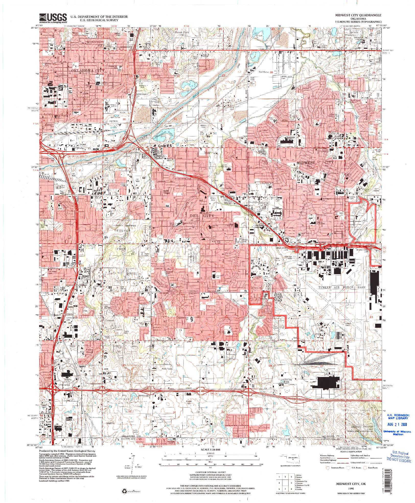 USGS 1:24000-SCALE QUADRANGLE FOR MIDWEST CITY, OK 1995