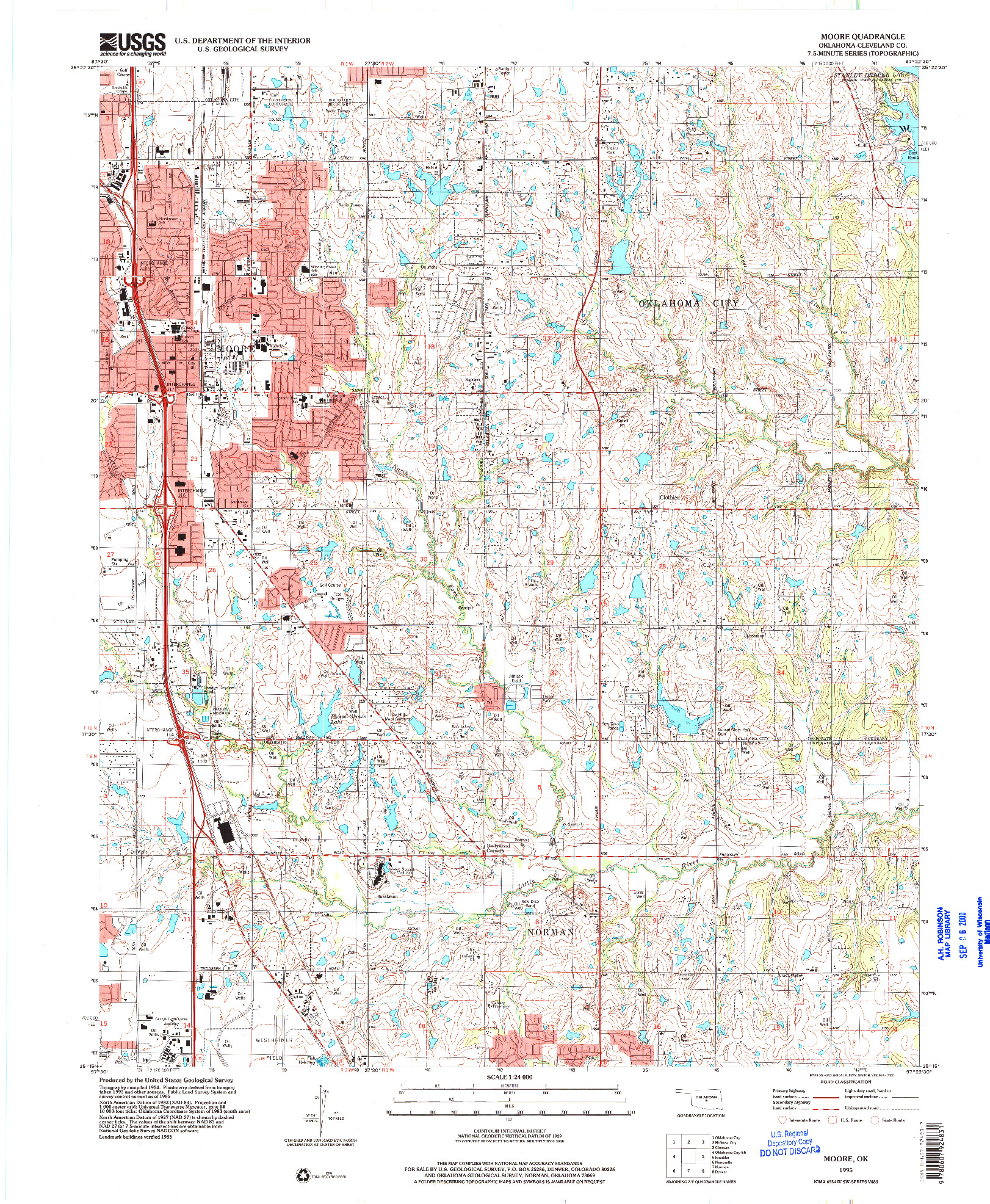 USGS 1:24000-SCALE QUADRANGLE FOR MOORE, OK 1995