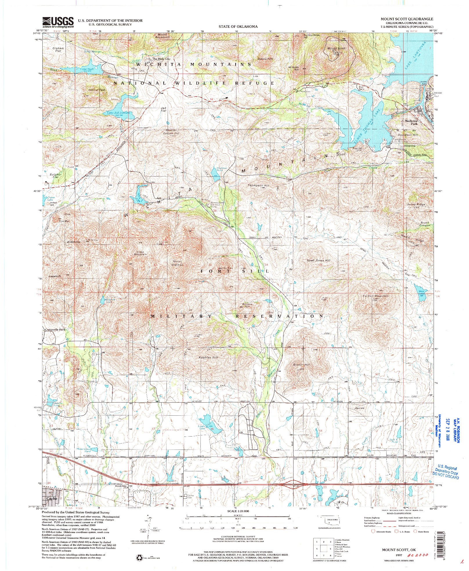 USGS 1:24000-SCALE QUADRANGLE FOR MOUNT SCOTT, OK 1997