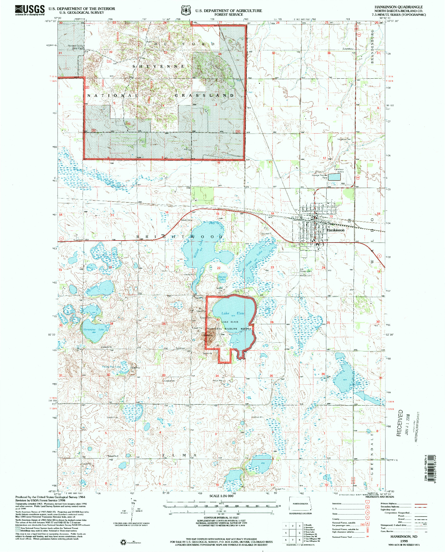USGS 1:24000-SCALE QUADRANGLE FOR HANKINSON, ND 1998