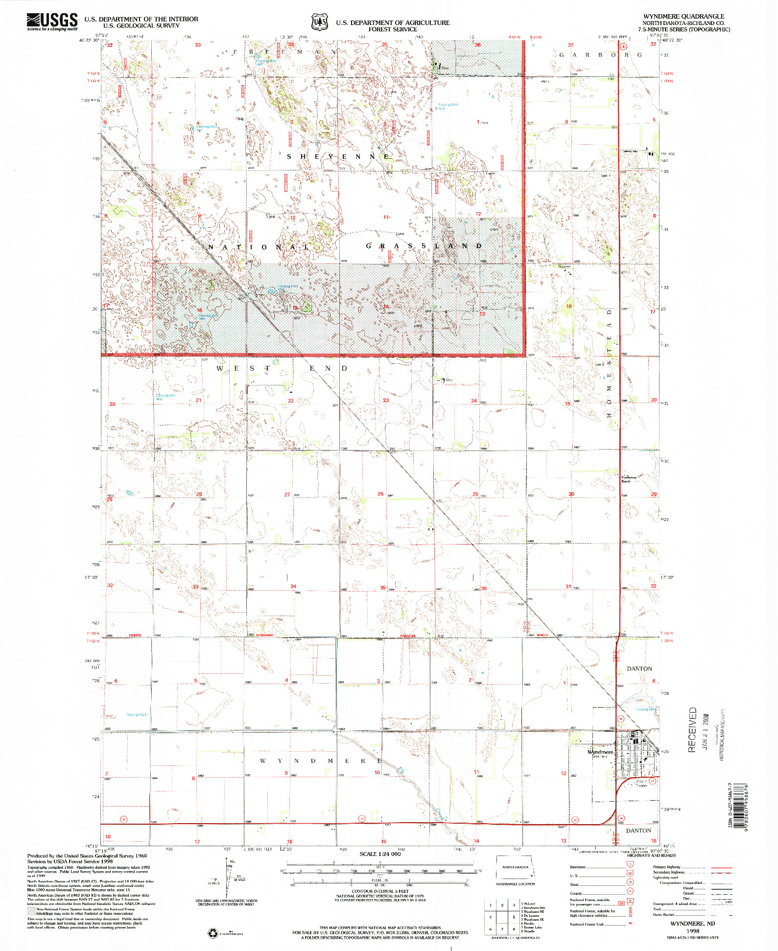 USGS 1:24000-SCALE QUADRANGLE FOR WYNDMERE, ND 1998