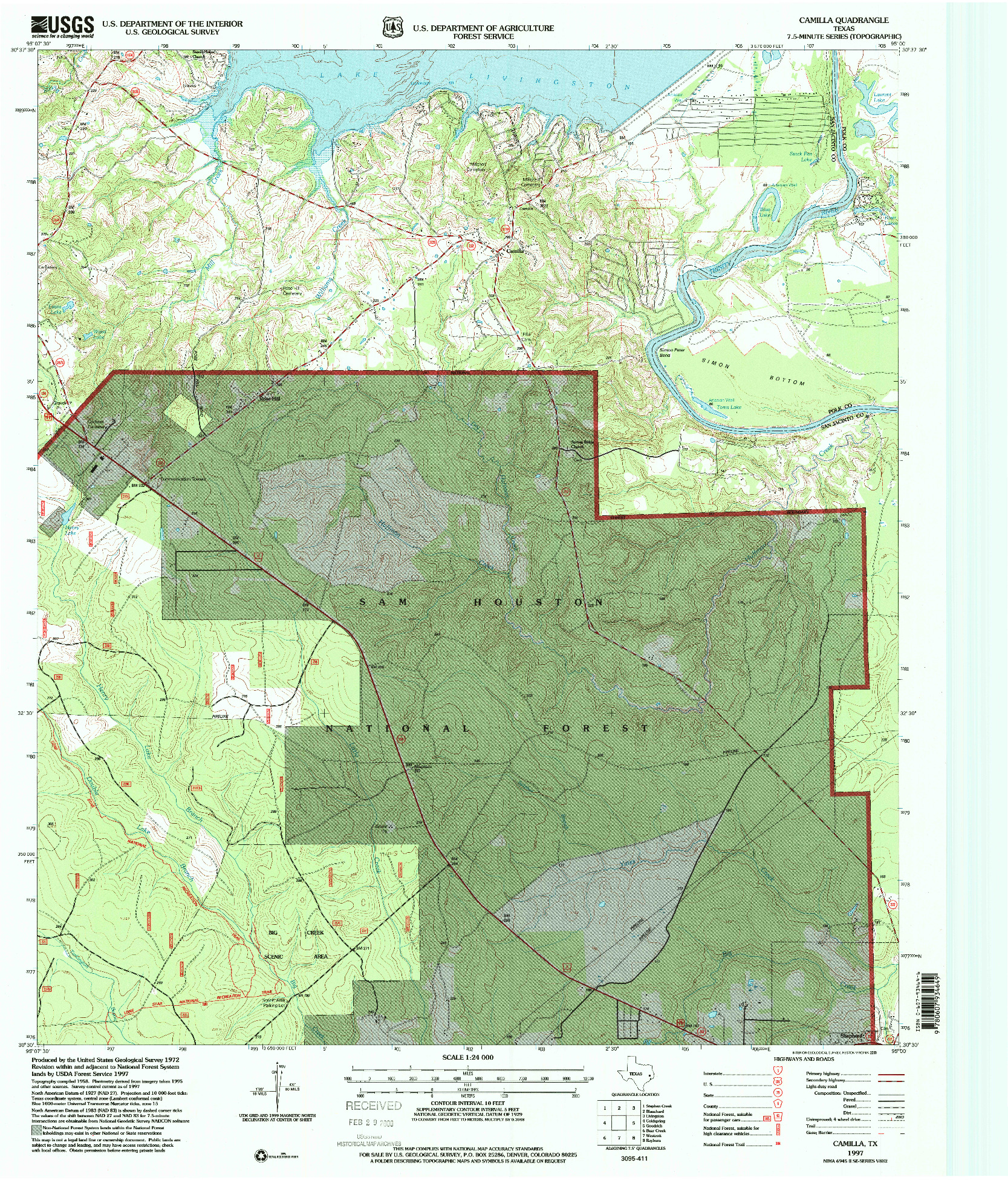 USGS 1:24000-SCALE QUADRANGLE FOR CAMILLA, TX 1997