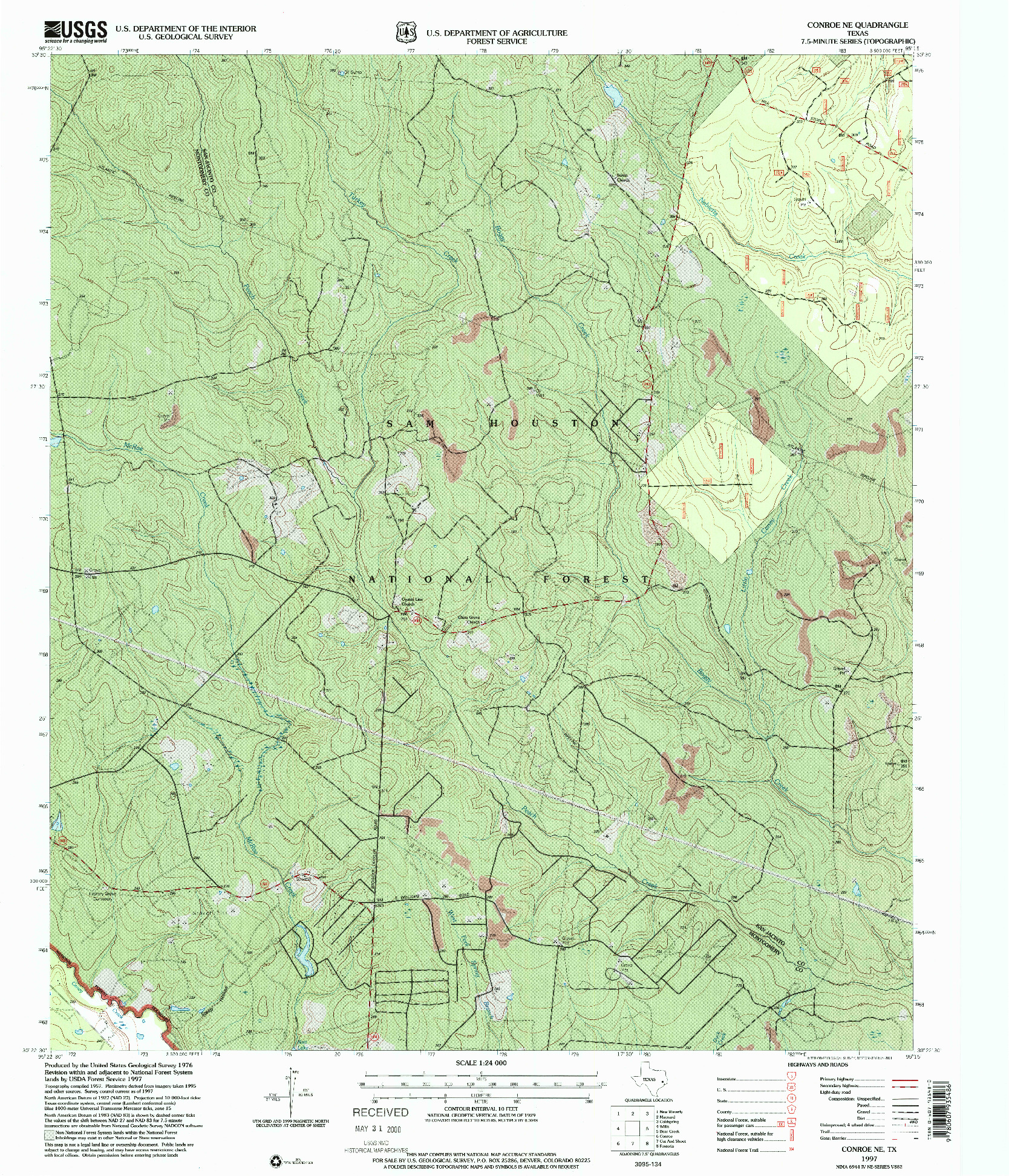 USGS 1:24000-SCALE QUADRANGLE FOR CONROE NE, TX 1997