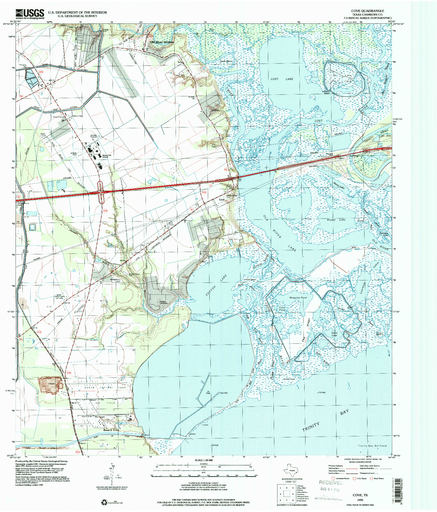 USGS 1:24000-SCALE QUADRANGLE FOR COVE, TX 1995