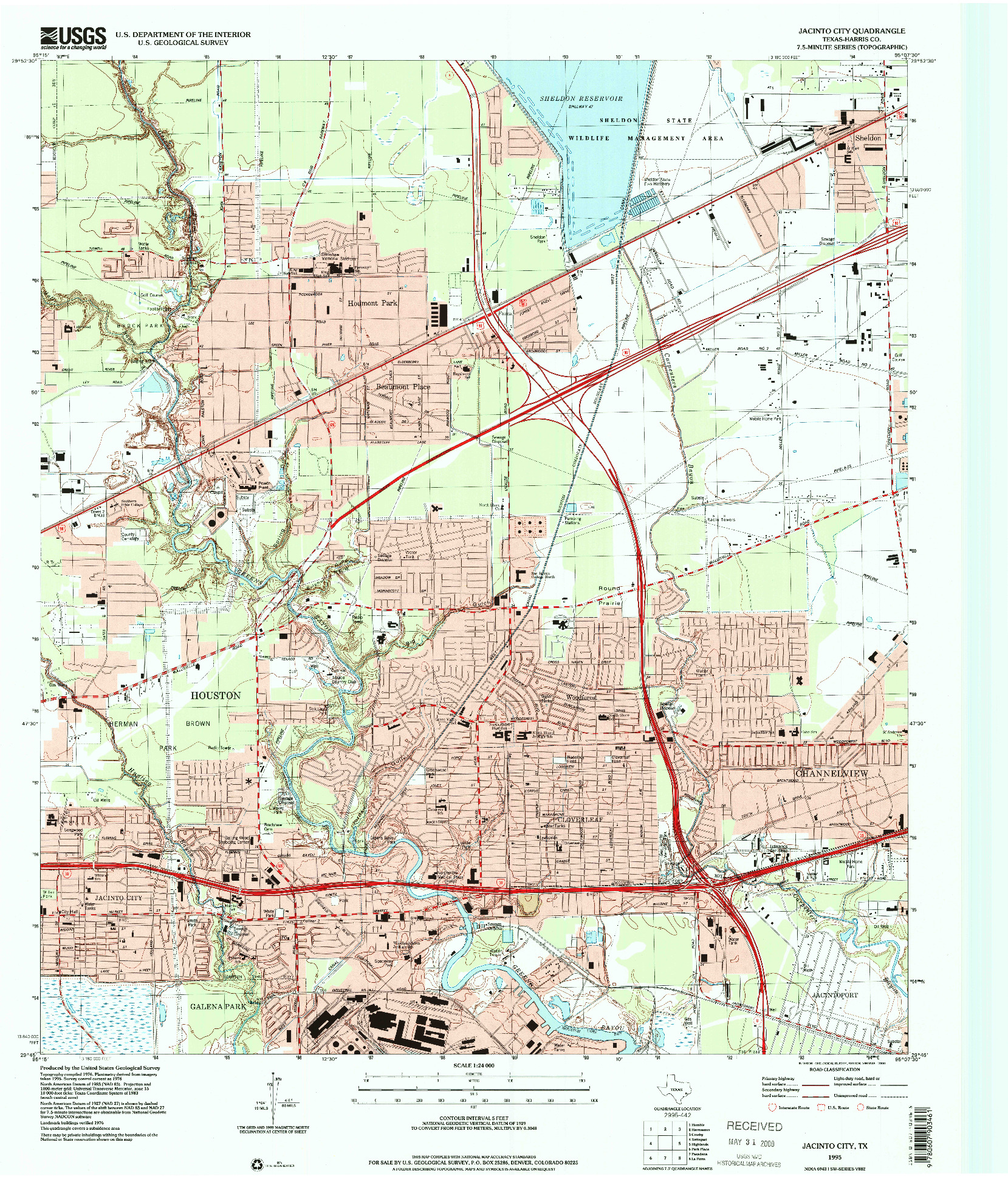 USGS 1:24000-SCALE QUADRANGLE FOR JACINTO CITY, TX 1995