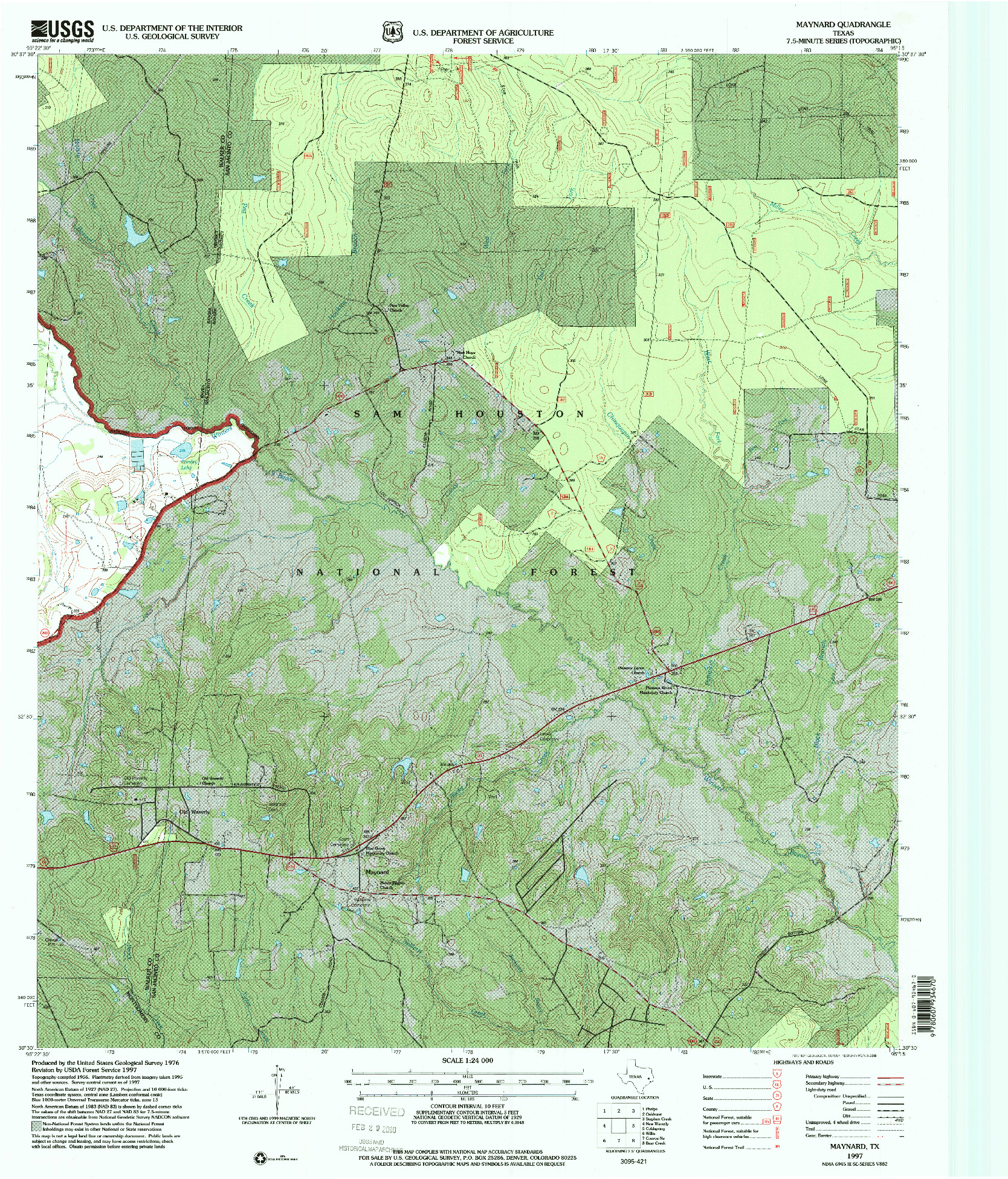 USGS 1:24000-SCALE QUADRANGLE FOR MAYNARD, TX 1997