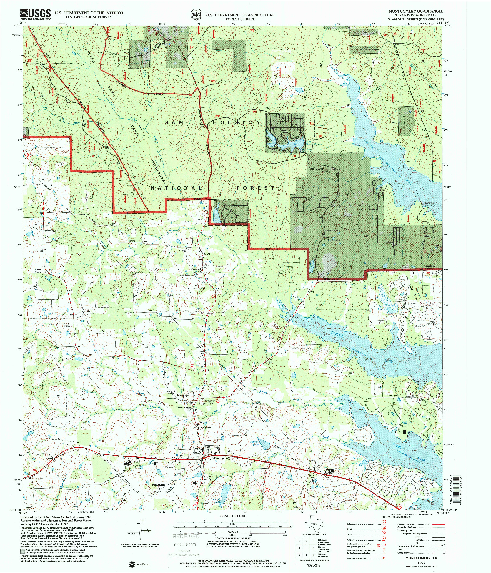 USGS 1:24000-SCALE QUADRANGLE FOR MONTGOMERY, TX 1997