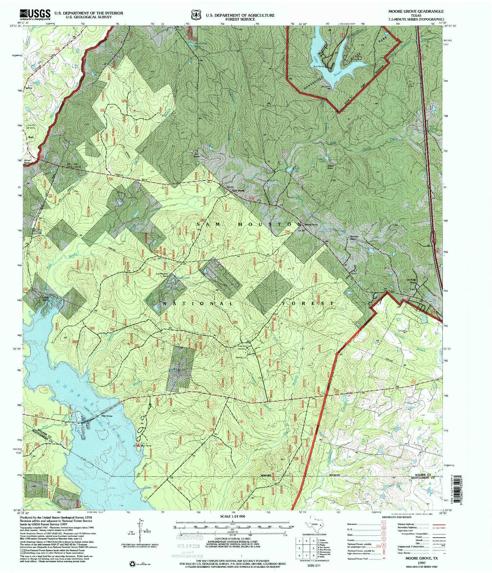 USGS 1:24000-SCALE QUADRANGLE FOR MOORE GROVE, TX 1997