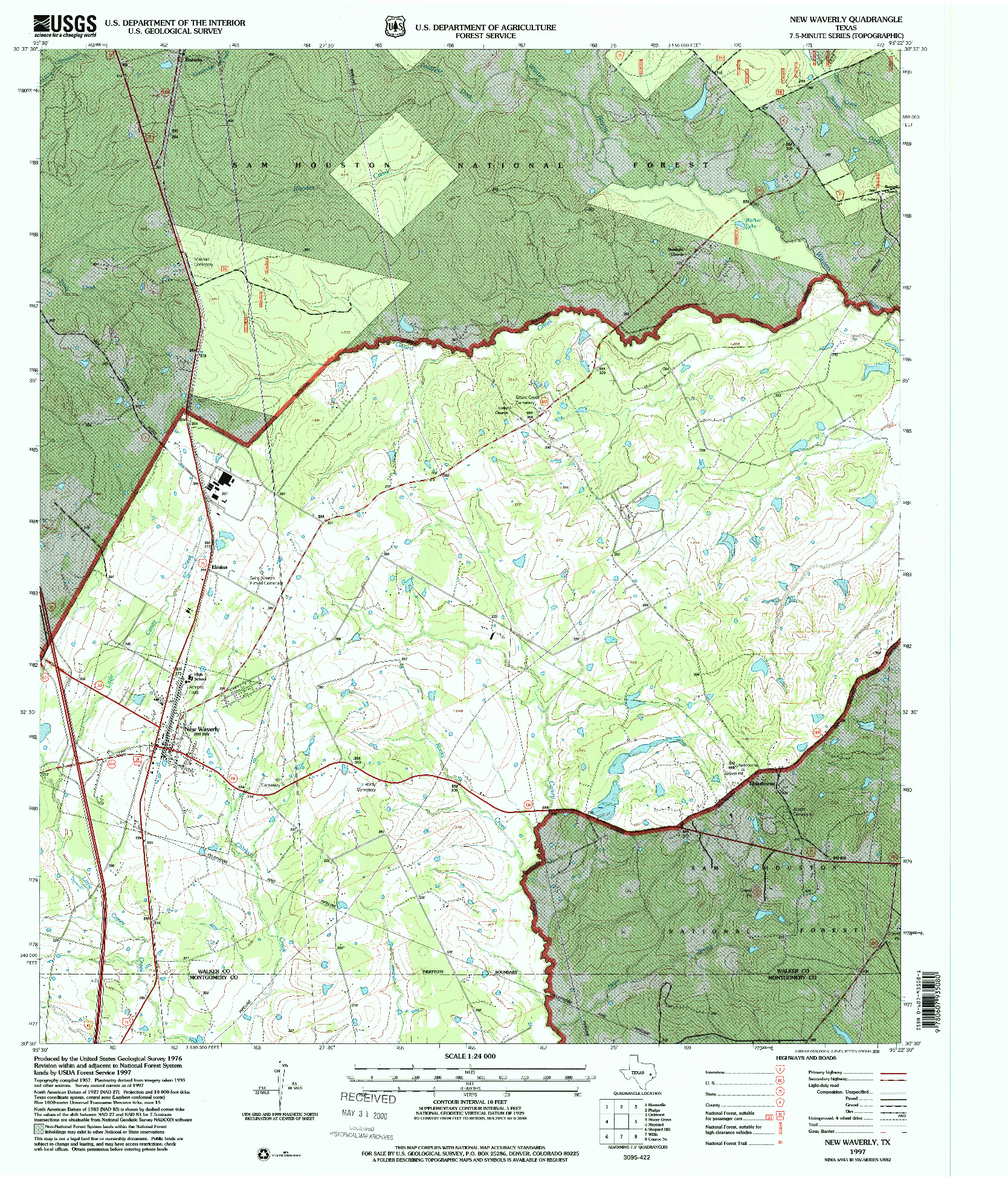 USGS 1:24000-SCALE QUADRANGLE FOR NEW WAVERLY, TX 1997