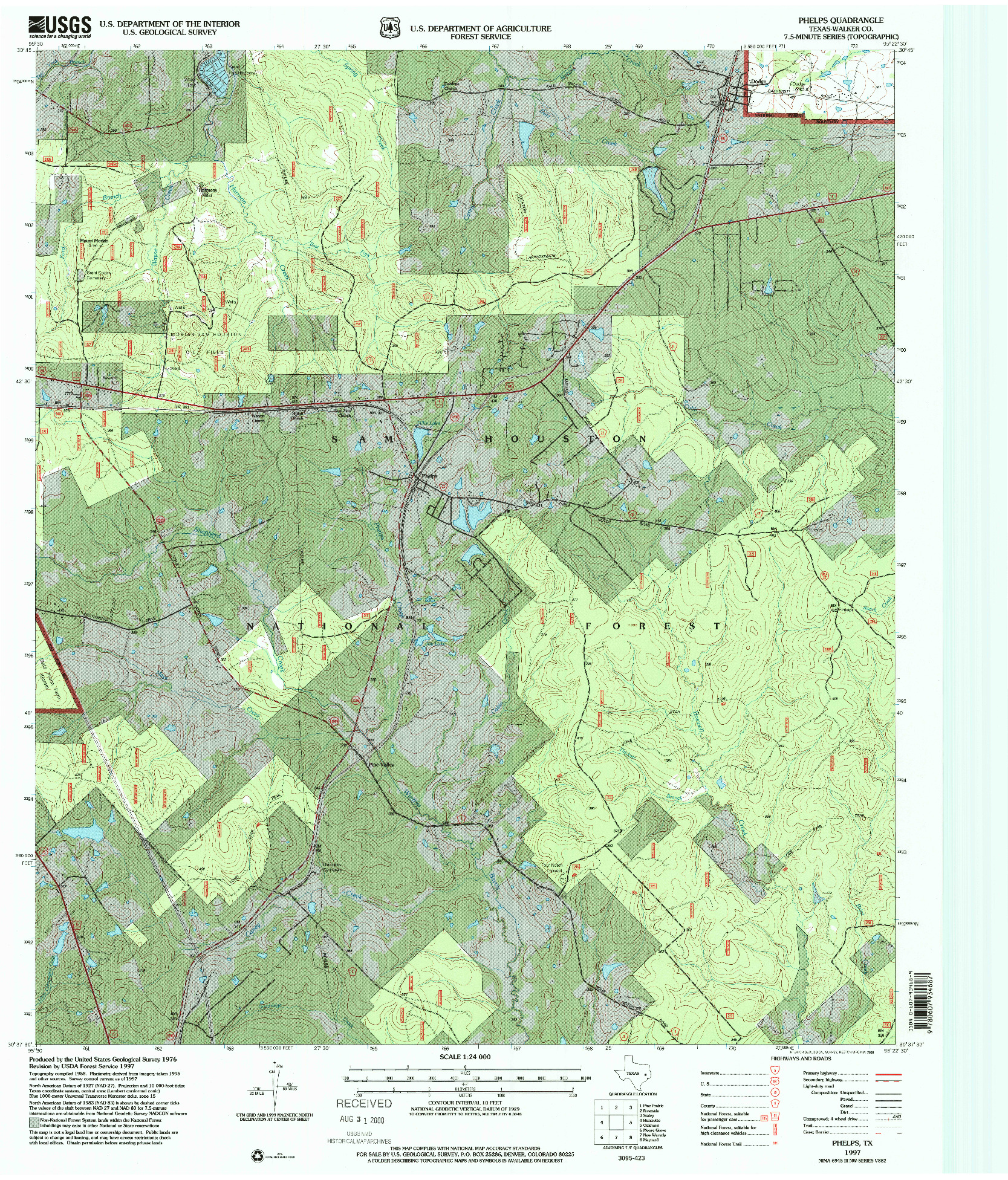 USGS 1:24000-SCALE QUADRANGLE FOR PHELPS, TX 1997