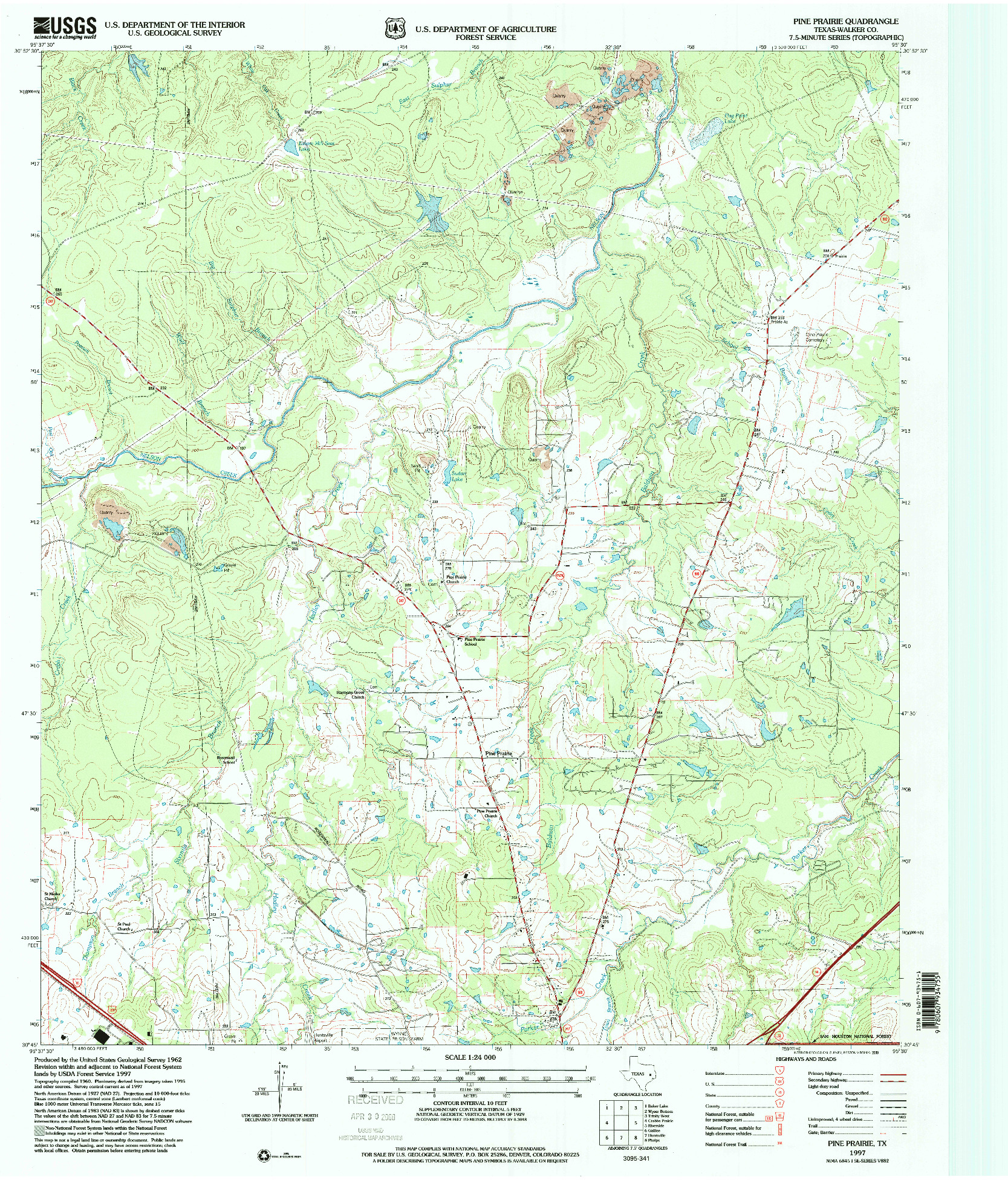 USGS 1:24000-SCALE QUADRANGLE FOR PINE PRAIRIE, TX 1997