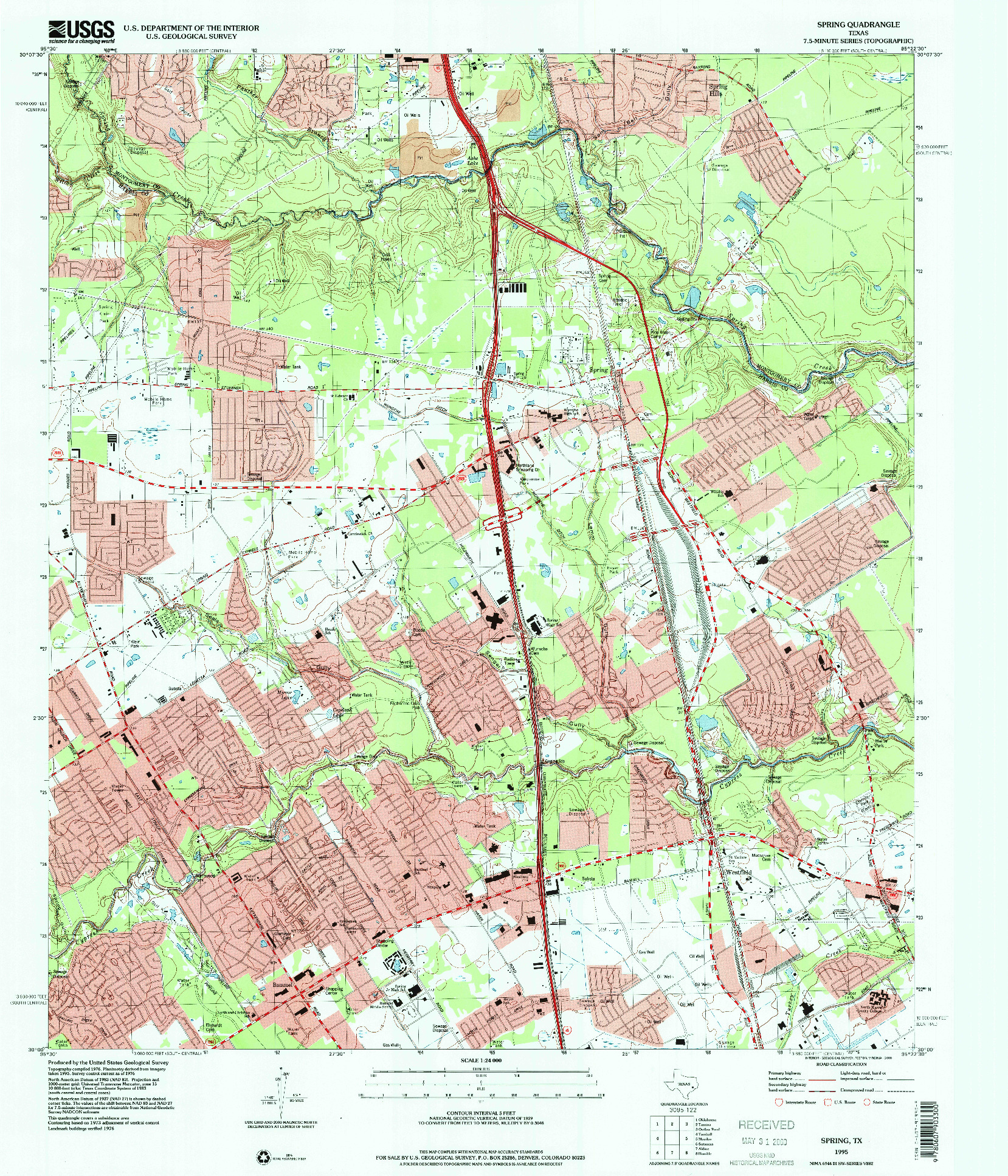 USGS 1:24000-SCALE QUADRANGLE FOR SPRING, TX 1995