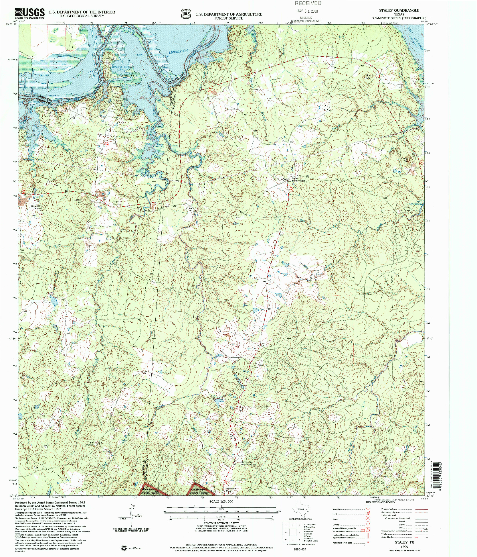 USGS 1:24000-SCALE QUADRANGLE FOR STALEY, TX 1997