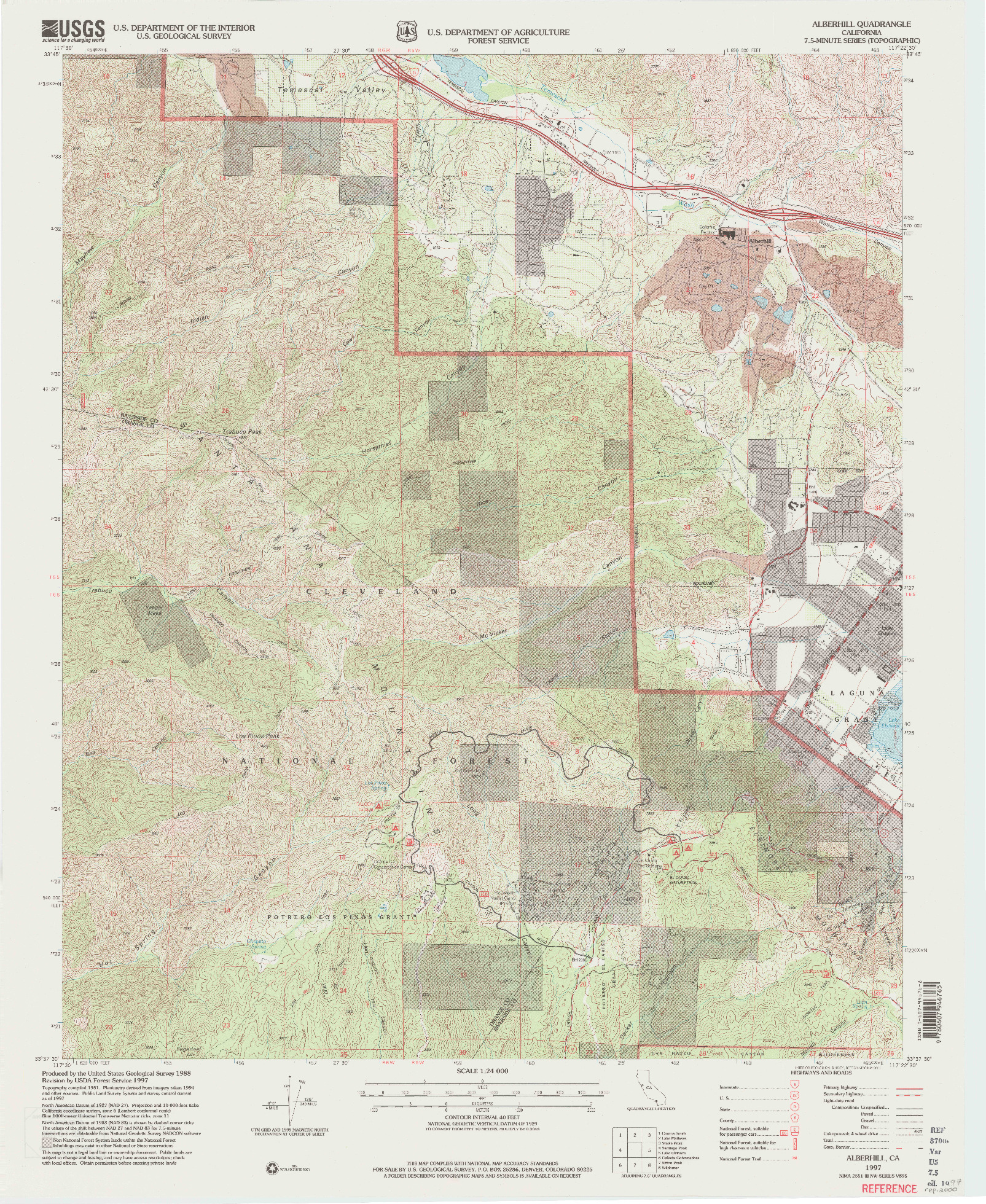 USGS 1:24000-SCALE QUADRANGLE FOR ALBERHILL, CA 1997