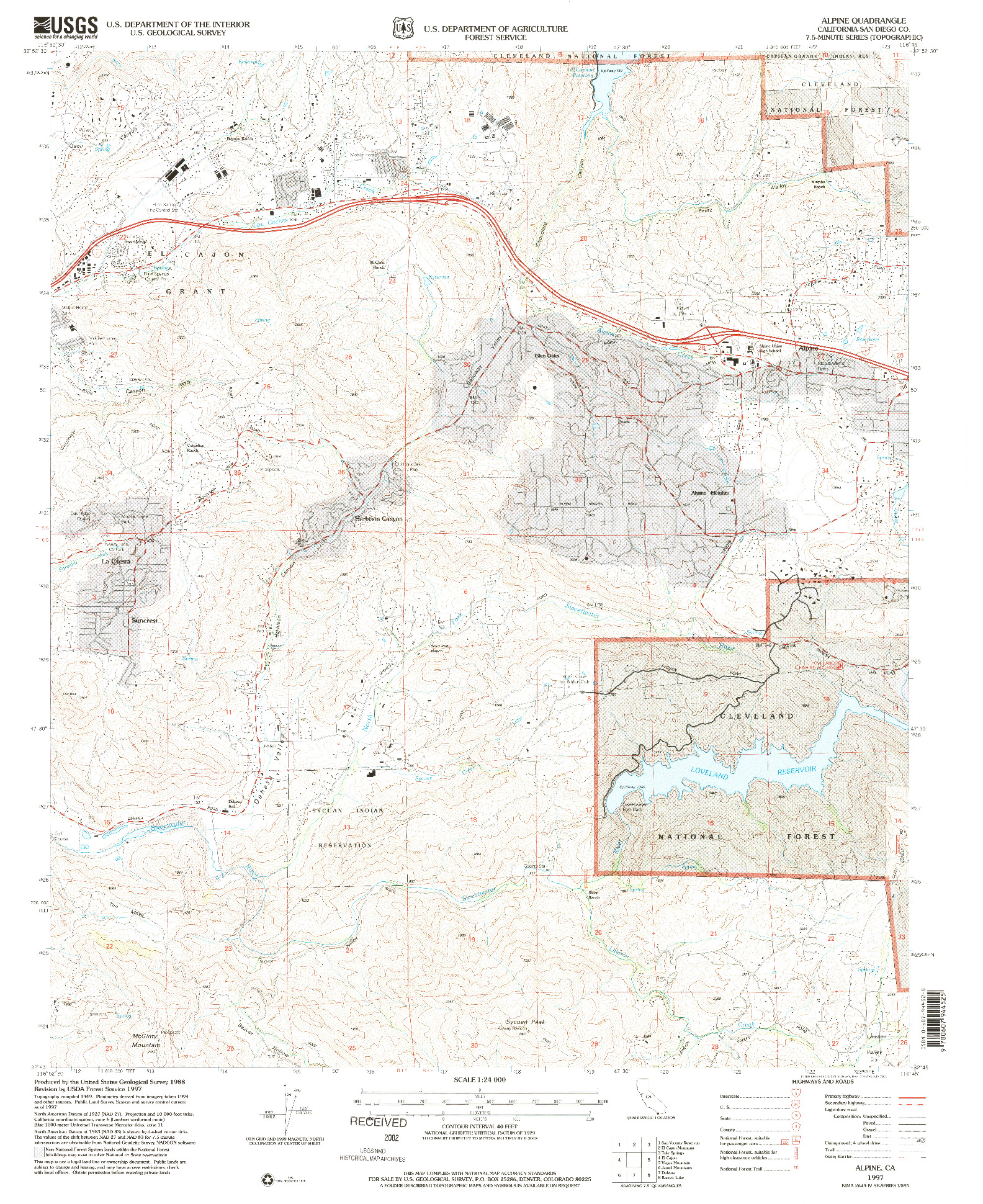 USGS 1:24000-SCALE QUADRANGLE FOR ALPINE, CA 1997