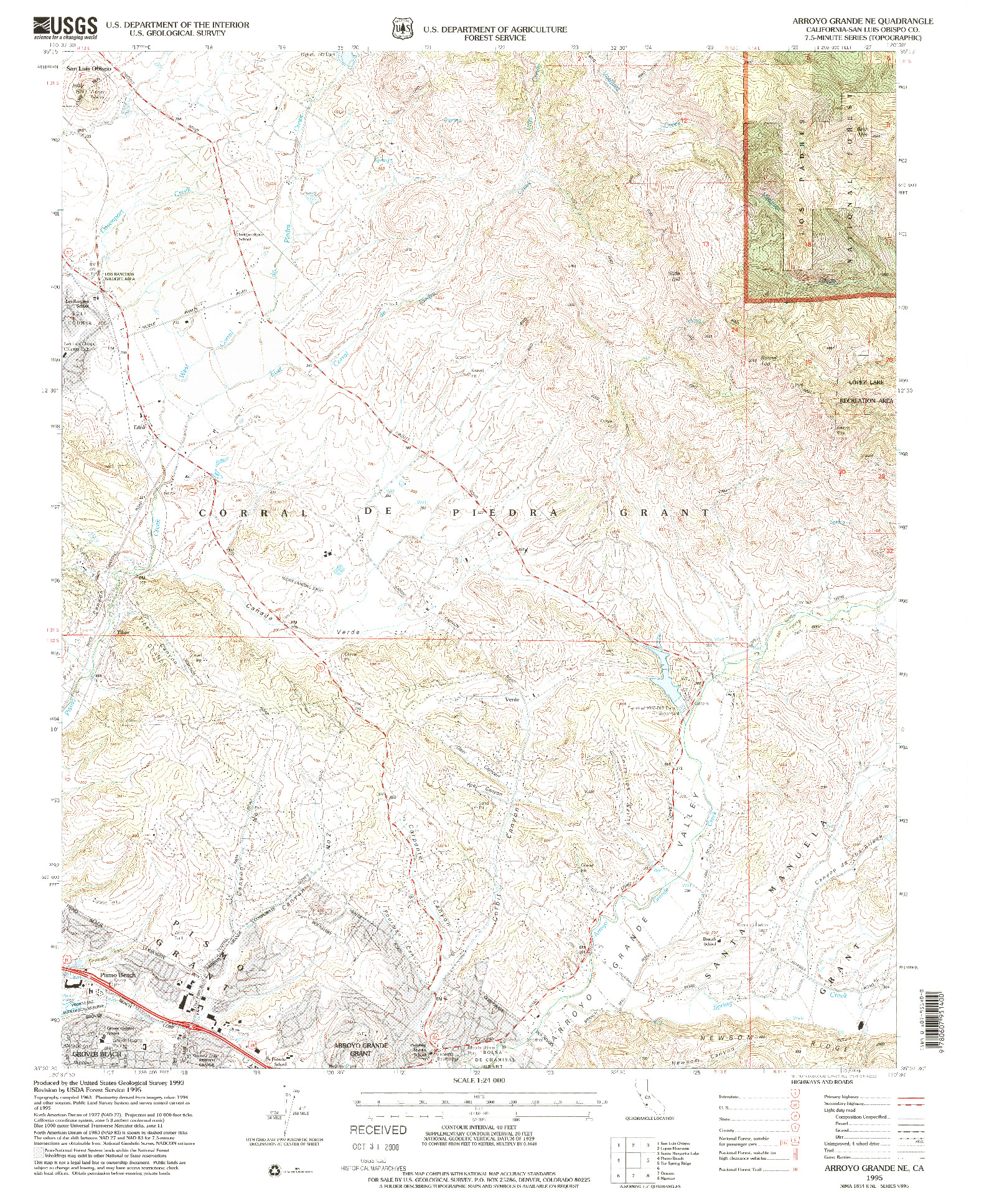 USGS 1:24000-SCALE QUADRANGLE FOR ARROYO GRANDE NE, CA 1995