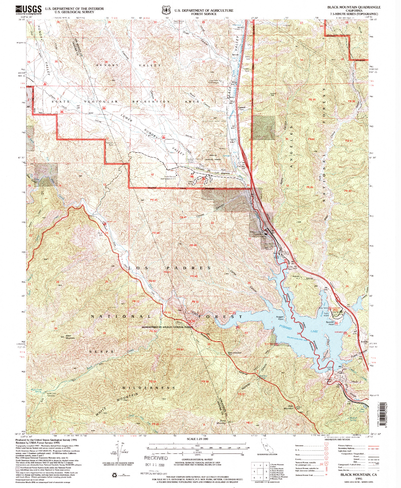 USGS 1:24000-SCALE QUADRANGLE FOR BLACK MOUNTAIN, CA 1995