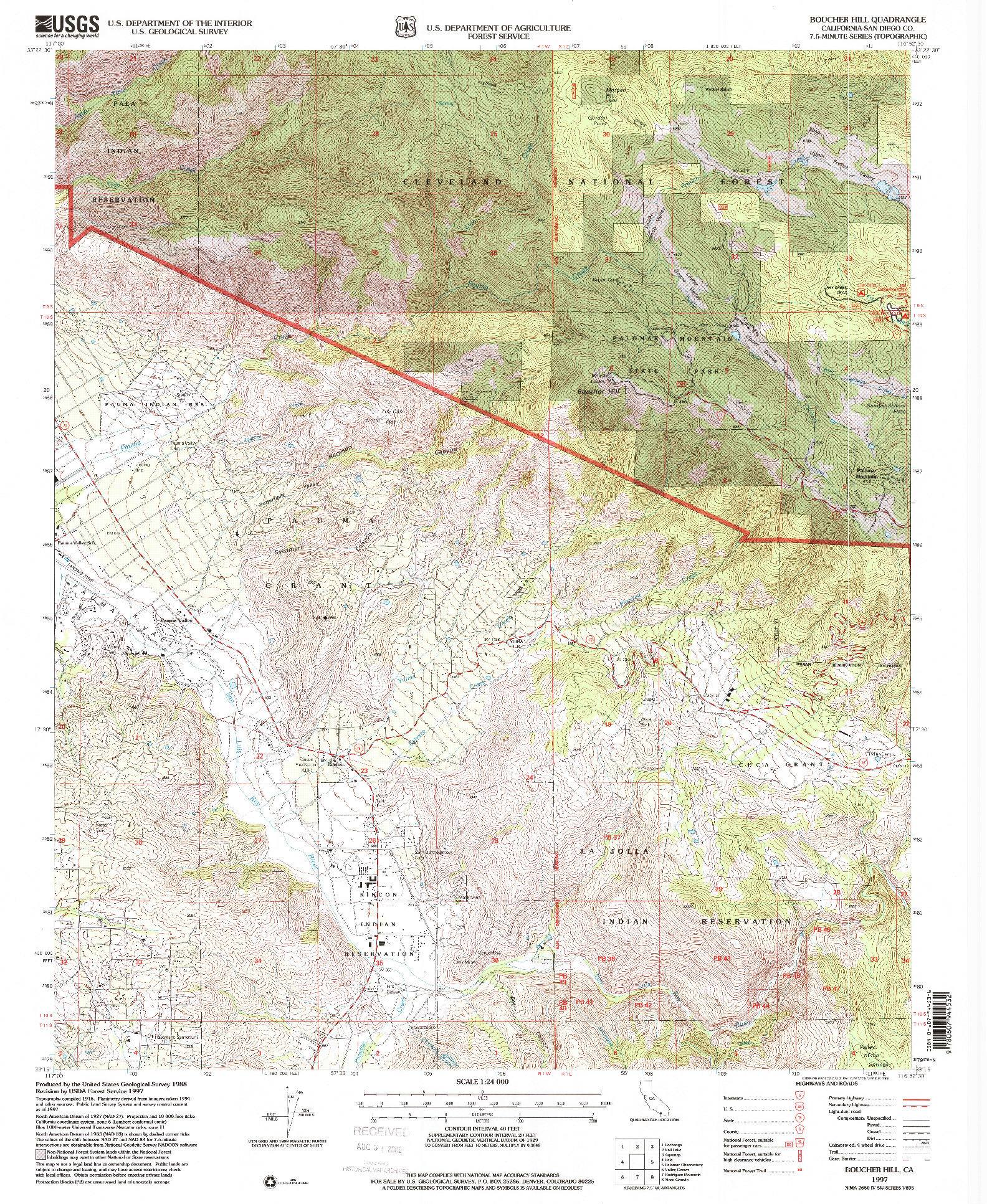 USGS 1:24000-SCALE QUADRANGLE FOR BOUCHER HILL, CA 1997