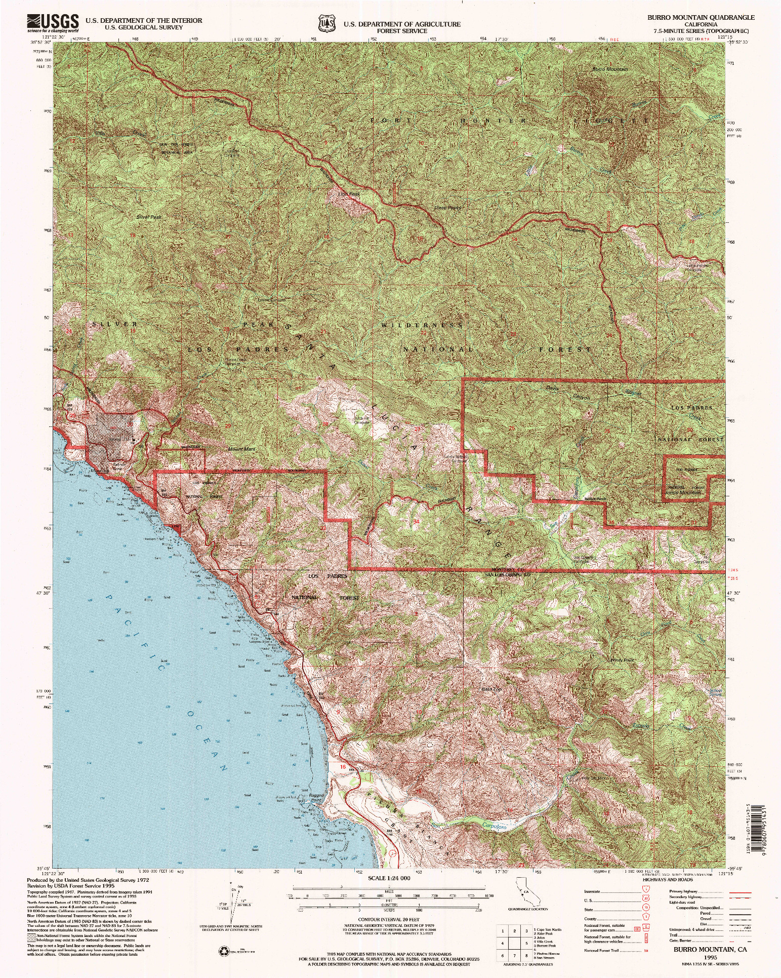 USGS 1:24000-SCALE QUADRANGLE FOR BURRO MOUNTAIN, CA 1995