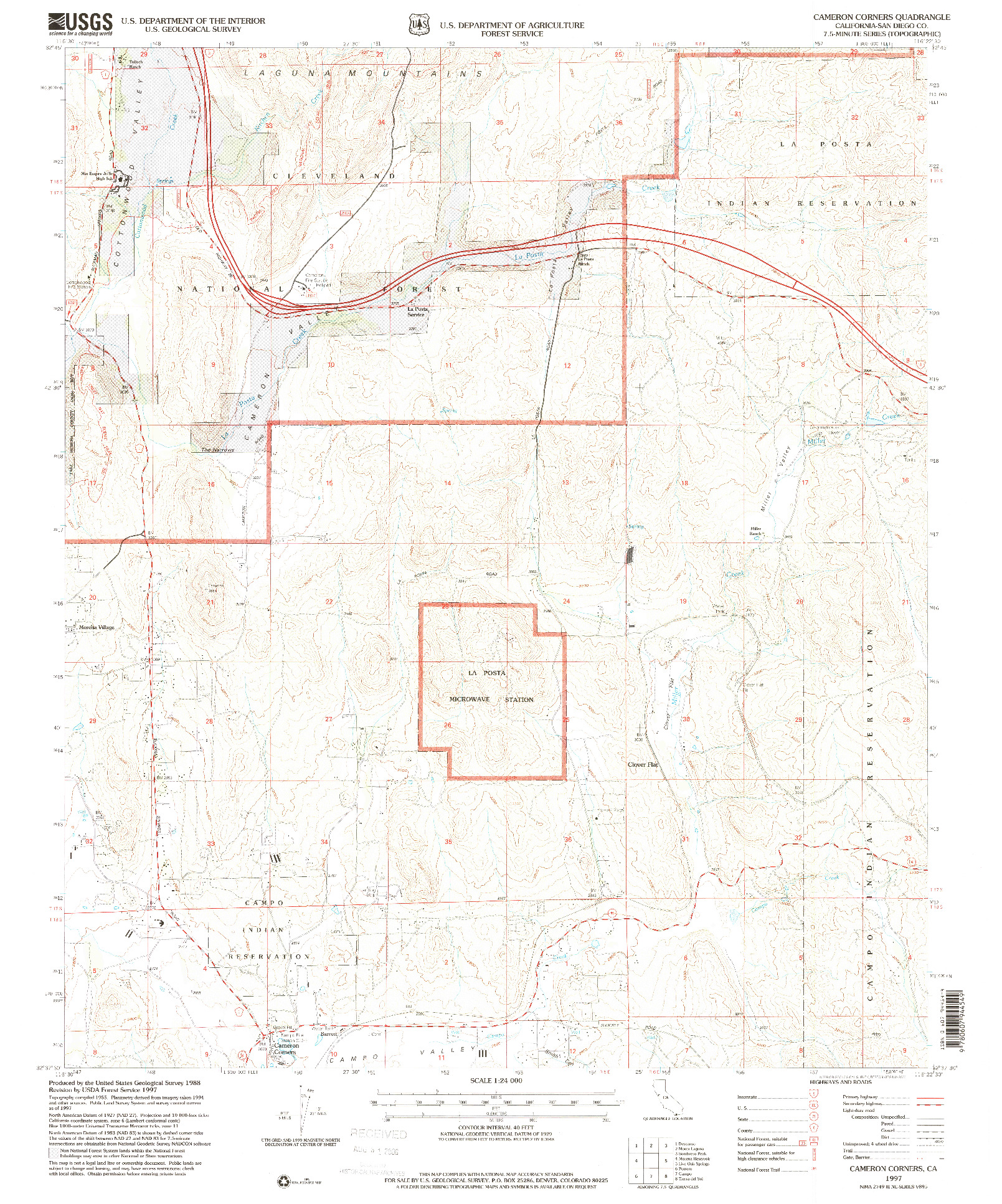 USGS 1:24000-SCALE QUADRANGLE FOR CAMERON CORNERS, CA 1997