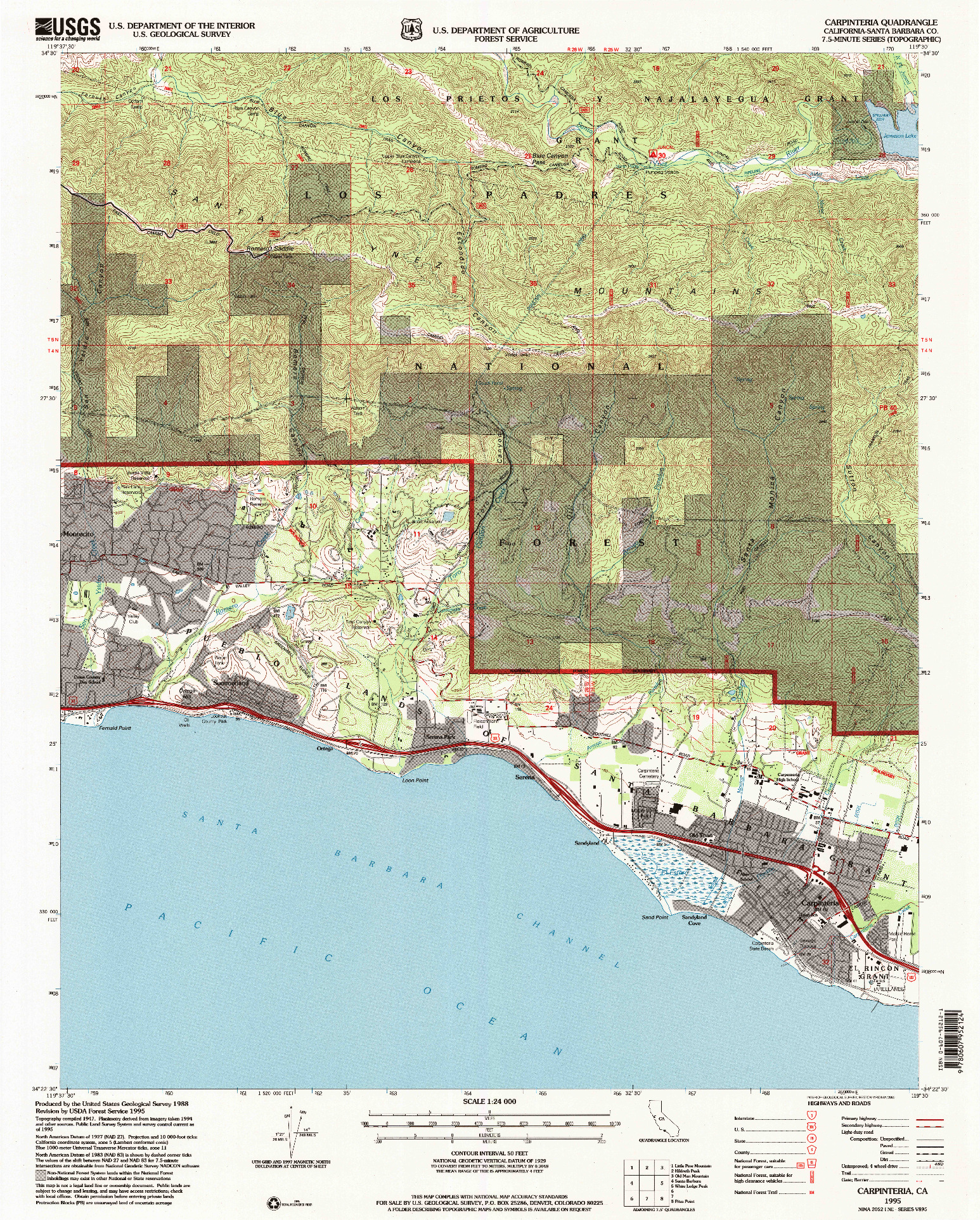 USGS 1:24000-SCALE QUADRANGLE FOR CARPINTERIA, CA 1995
