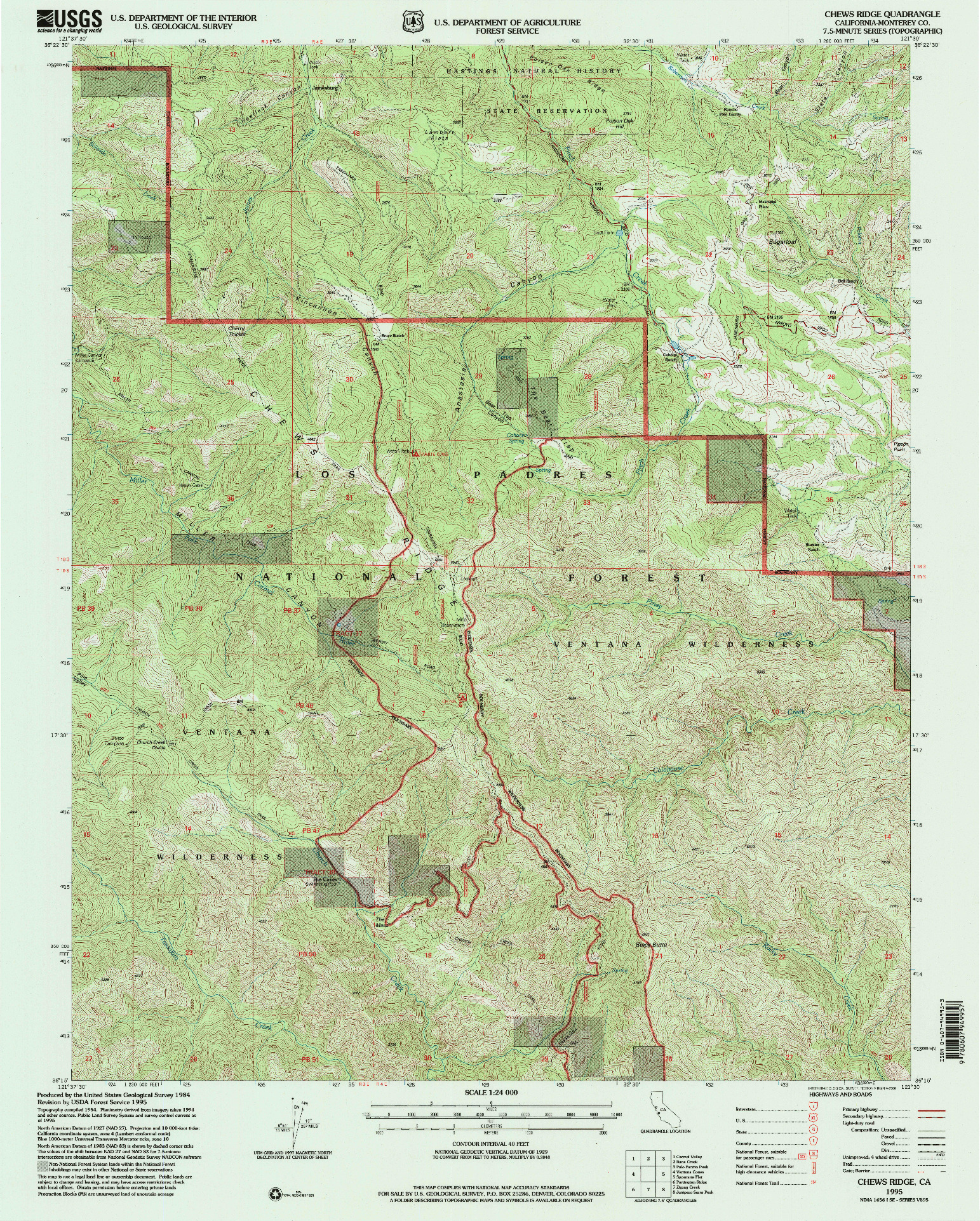 USGS 1:24000-SCALE QUADRANGLE FOR CHEWS RIDGE, CA 1995