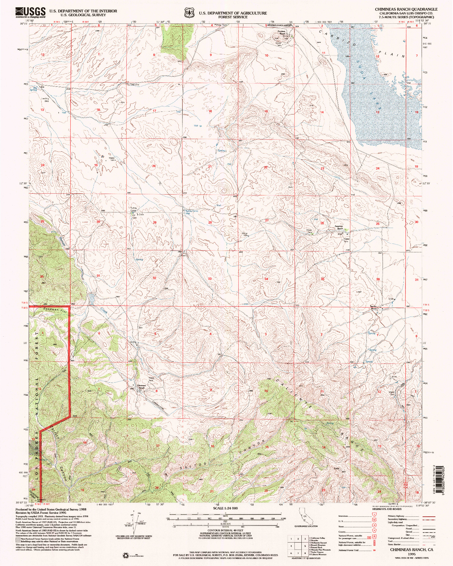 USGS 1:24000-SCALE QUADRANGLE FOR CHIMINEAS RANCH, CA 1995