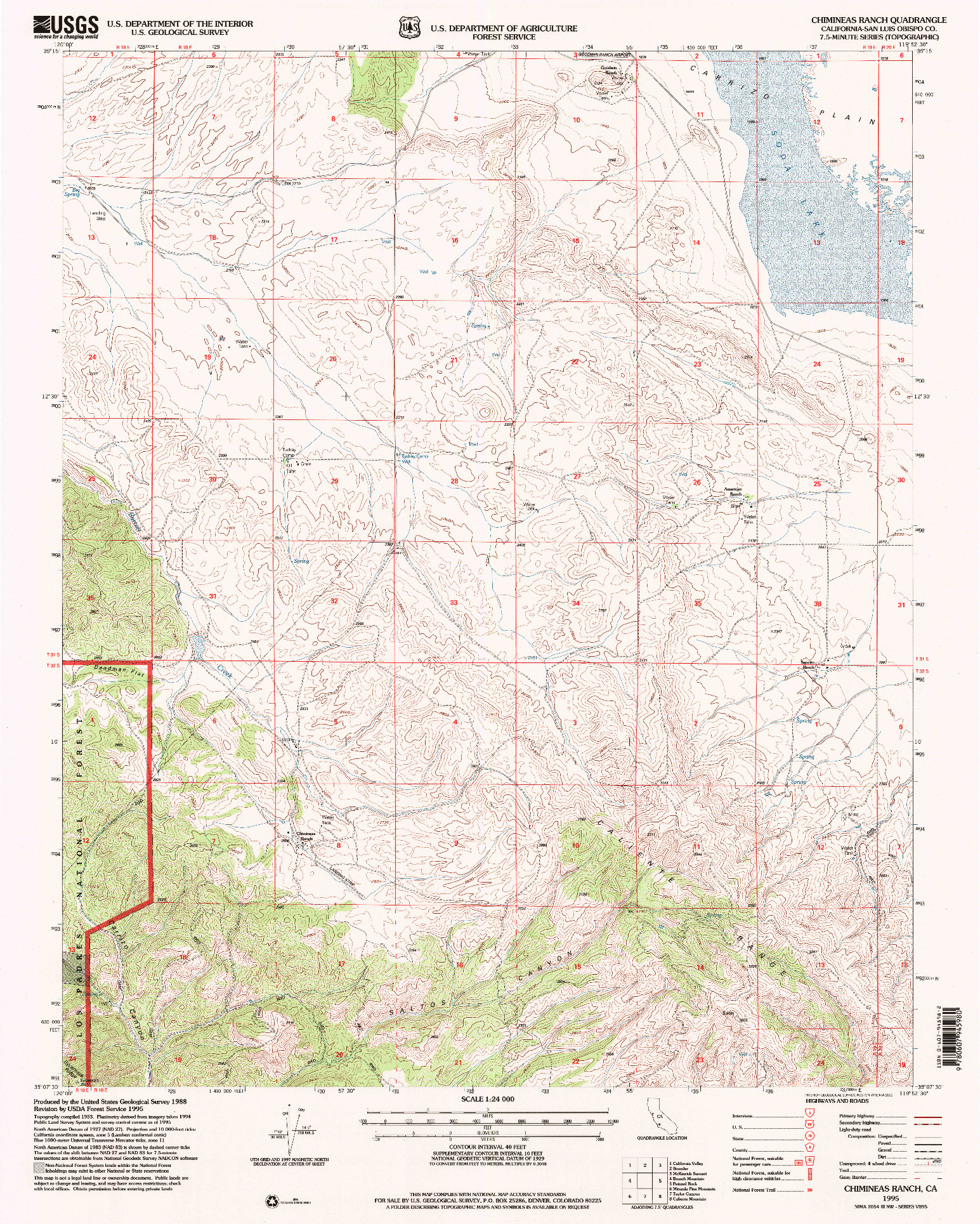 USGS 1:24000-SCALE QUADRANGLE FOR CHIMINEAS RANCH, CA 1995