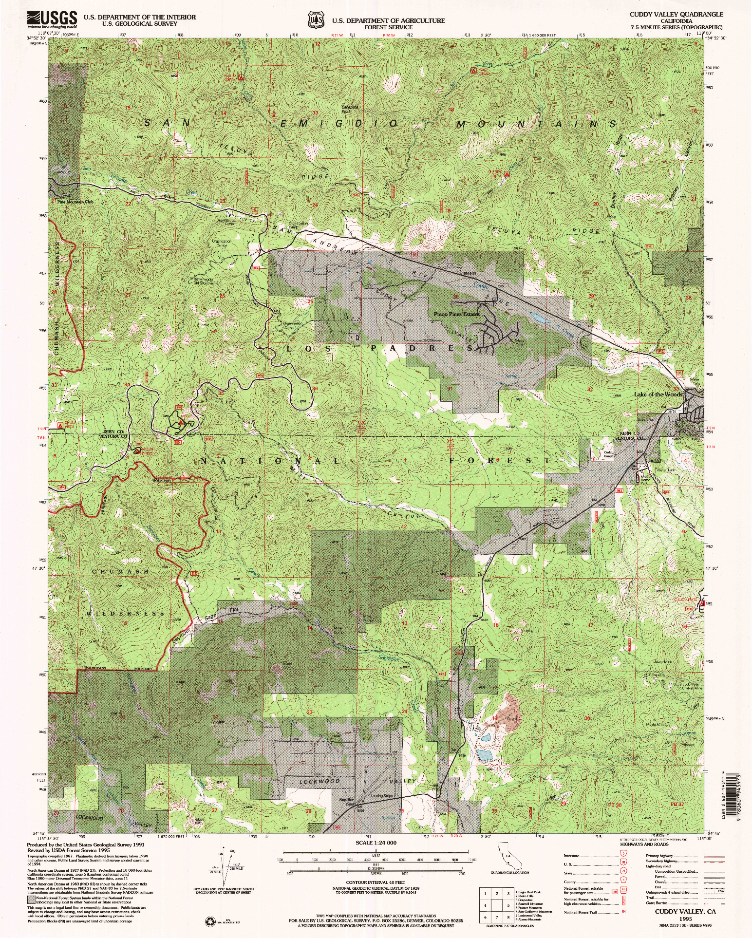 USGS 1:24000-SCALE QUADRANGLE FOR CUDDY VALLEY, CA 1995