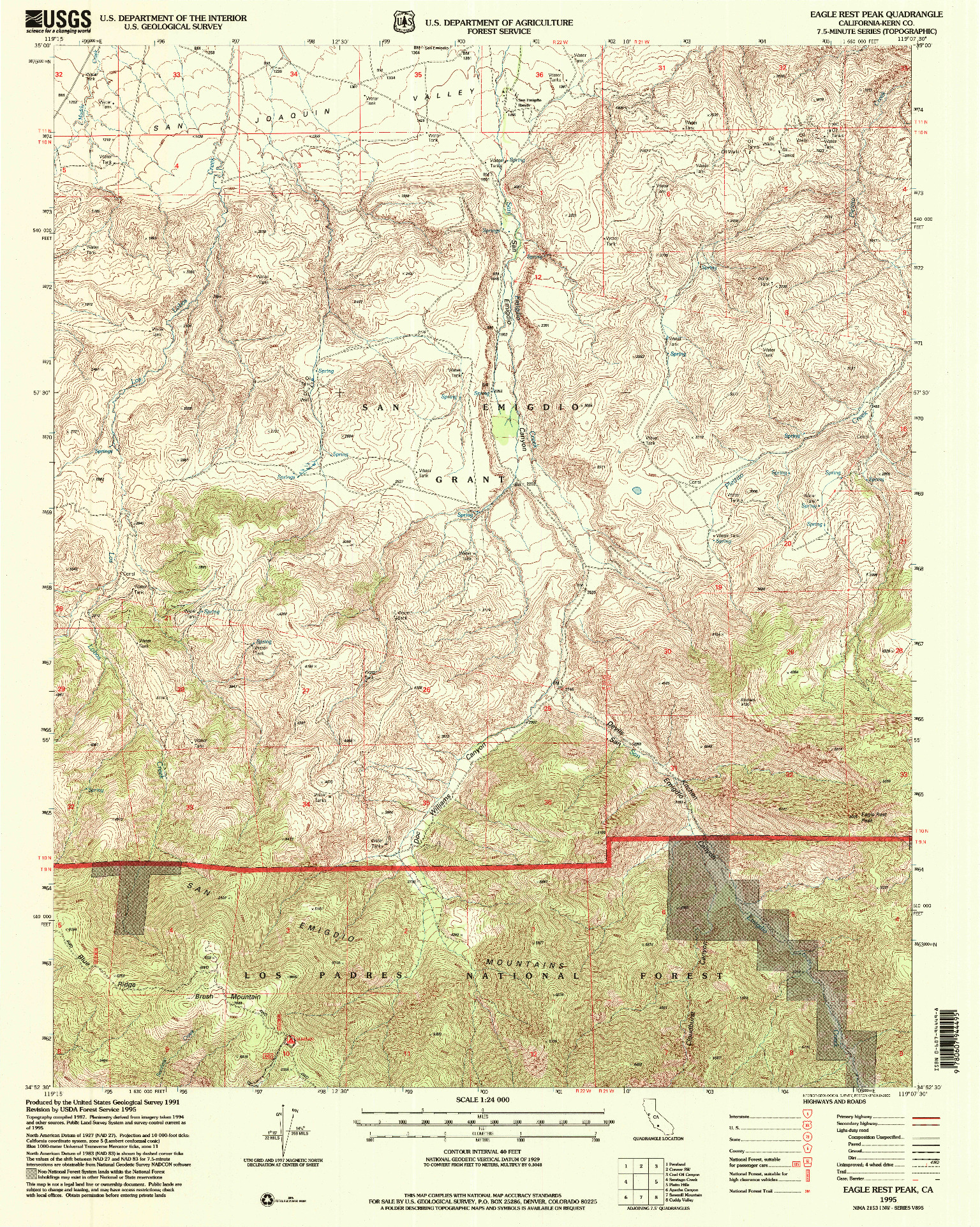 USGS 1:24000-SCALE QUADRANGLE FOR EAGLE REST PEAK, CA 1995