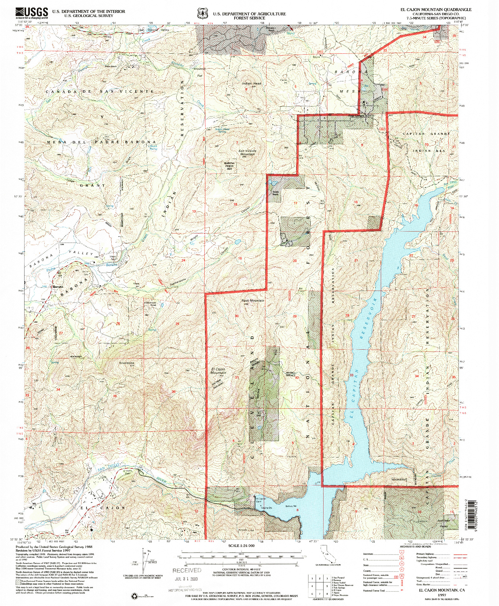 USGS 1:24000-SCALE QUADRANGLE FOR EL CAJON MOUNTAIN, CA 1997