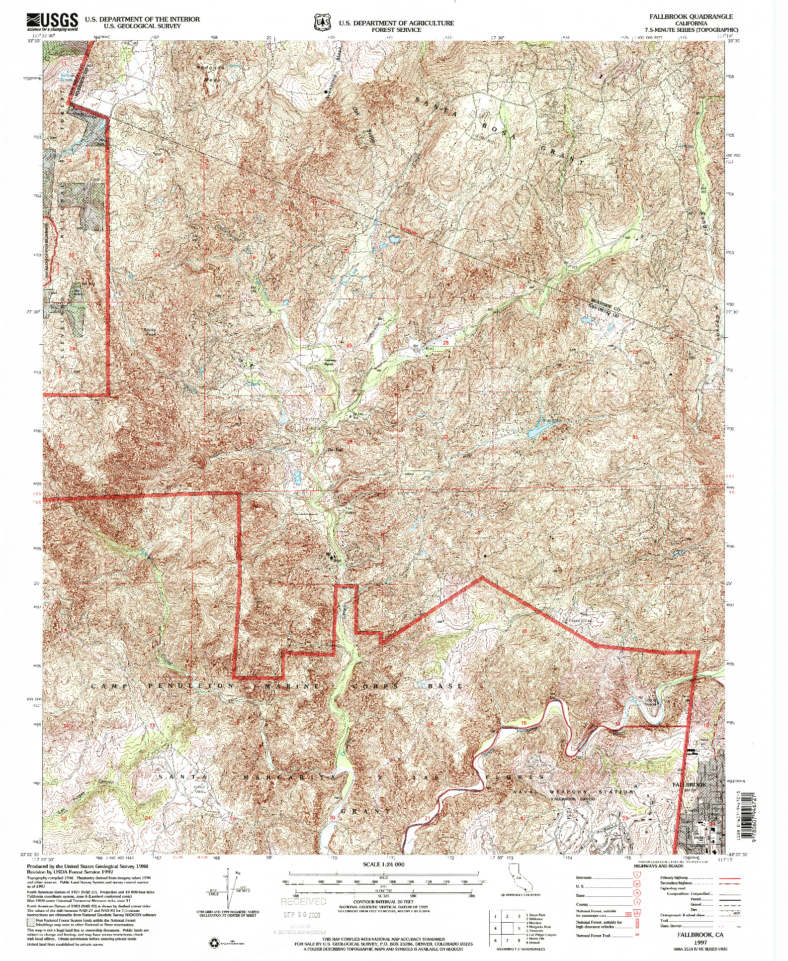 USGS 1:24000-SCALE QUADRANGLE FOR FALLBROOK, CA 1997