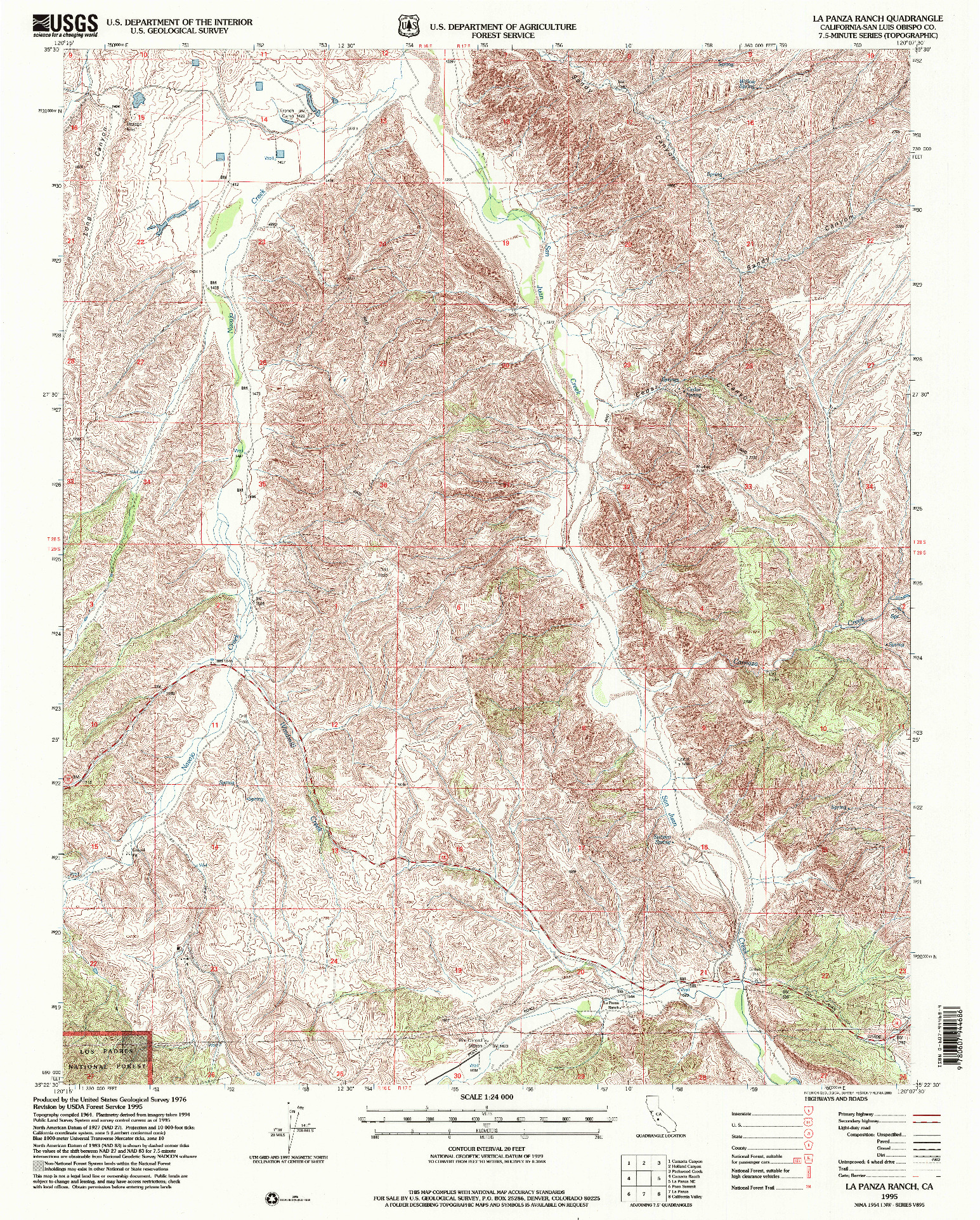 USGS 1:24000-SCALE QUADRANGLE FOR LA PANZA RANCH, CA 1995