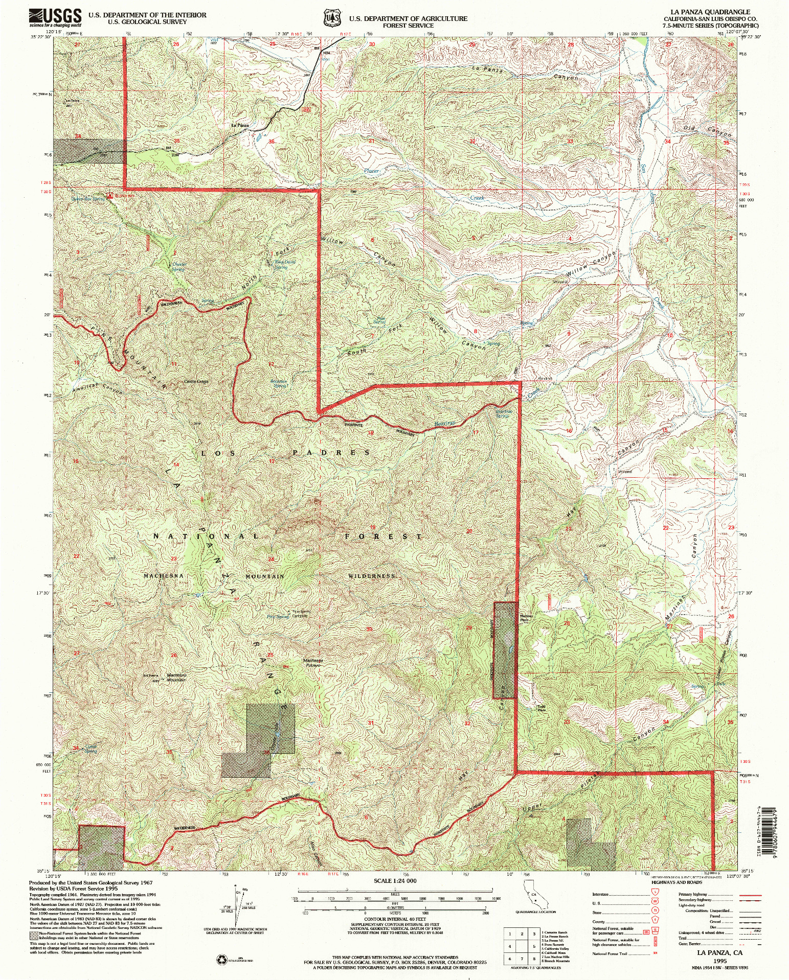 USGS 1:24000-SCALE QUADRANGLE FOR LA PANZA, CA 1995