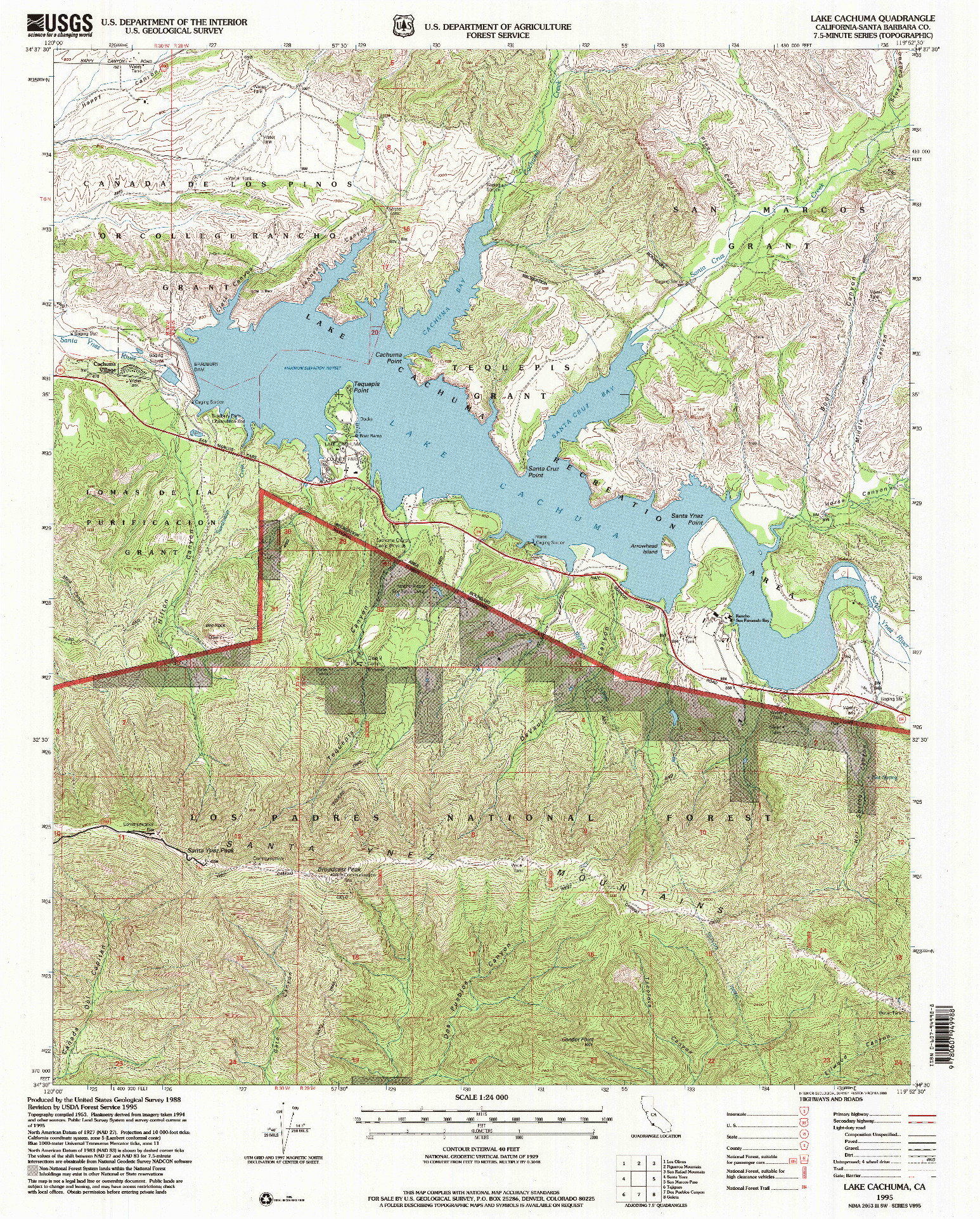 USGS 1:24000-SCALE QUADRANGLE FOR LAKE CACHUMA, CA 1995
