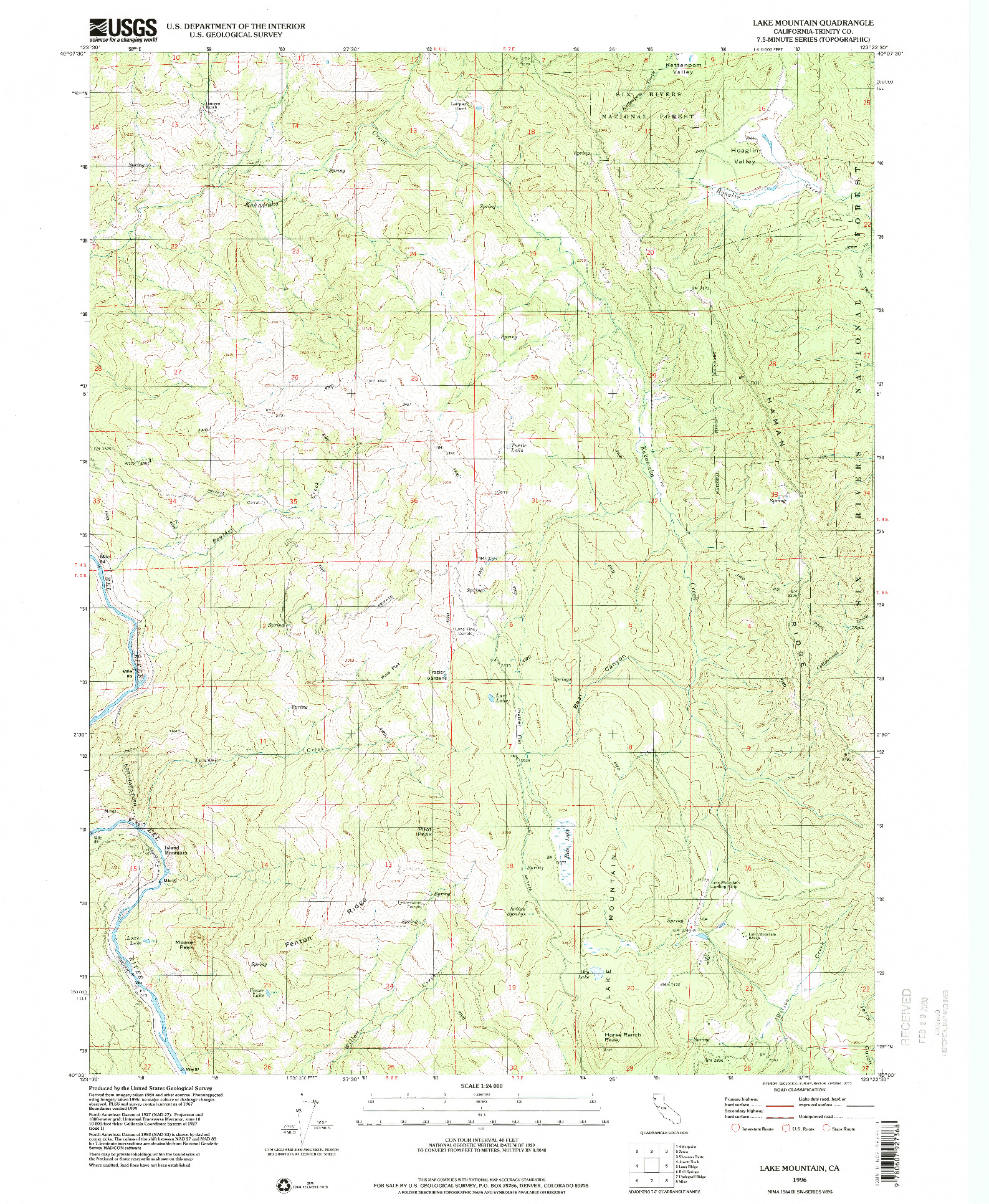USGS 1:24000-SCALE QUADRANGLE FOR LAKE MOUNTAIN, CA 1996
