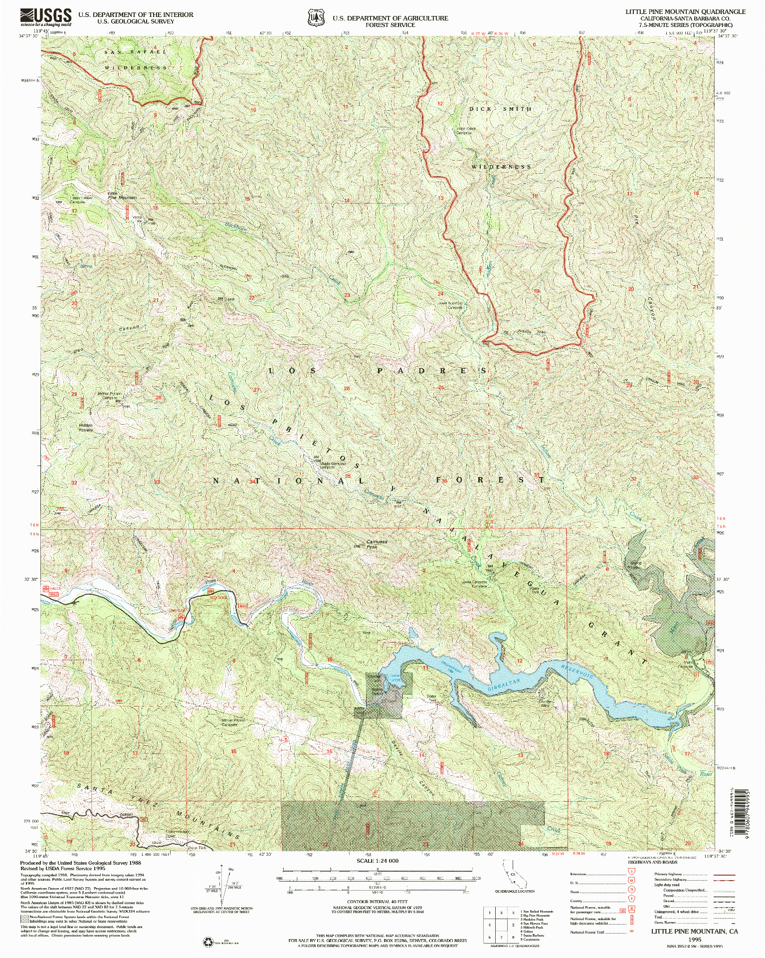 USGS 1:24000-SCALE QUADRANGLE FOR LITTLE PINE MOUNTAIN, CA 1995