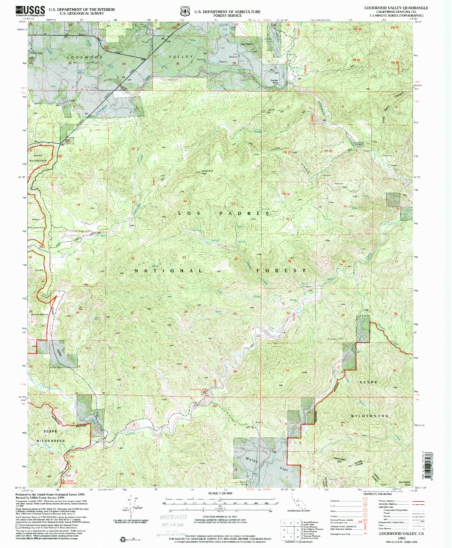 USGS 1:24000-SCALE QUADRANGLE FOR LOCKWOOD VALLEY, CA 1995