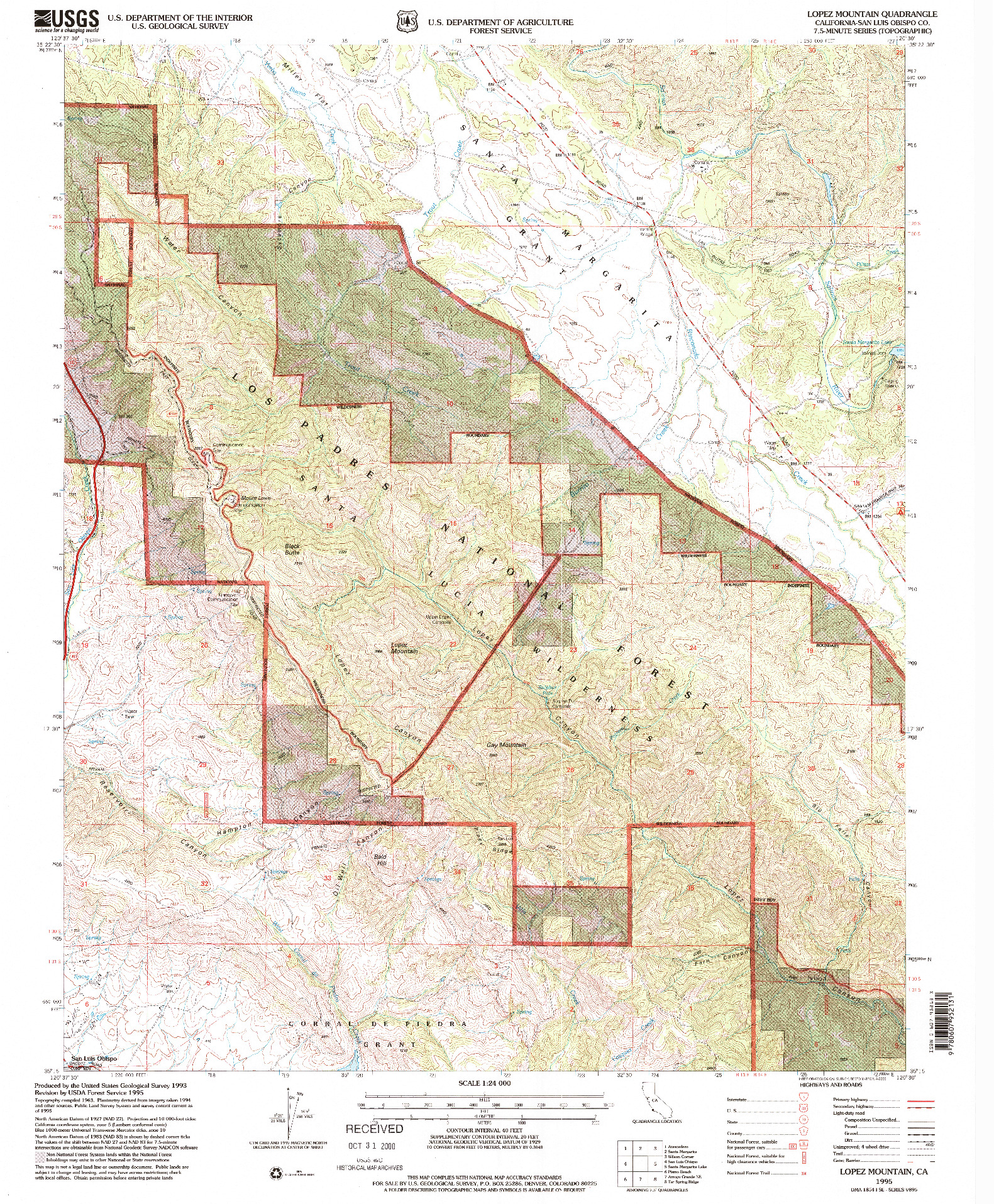 USGS 1:24000-SCALE QUADRANGLE FOR LOPEZ MOUNTAIN, CA 1995