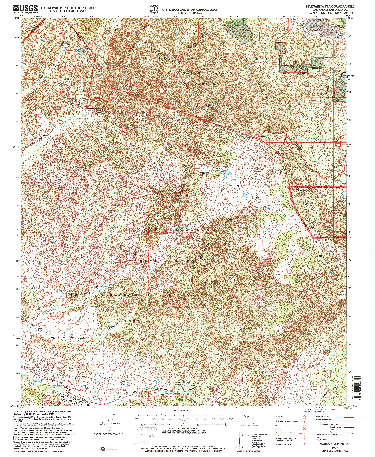 USGS 1:24000-SCALE QUADRANGLE FOR MARGARITA PEAK, CA 1997