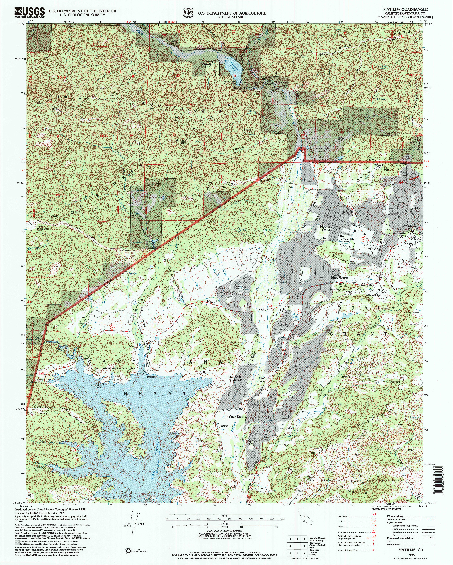USGS 1:24000-SCALE QUADRANGLE FOR MATILIJA, CA 1995