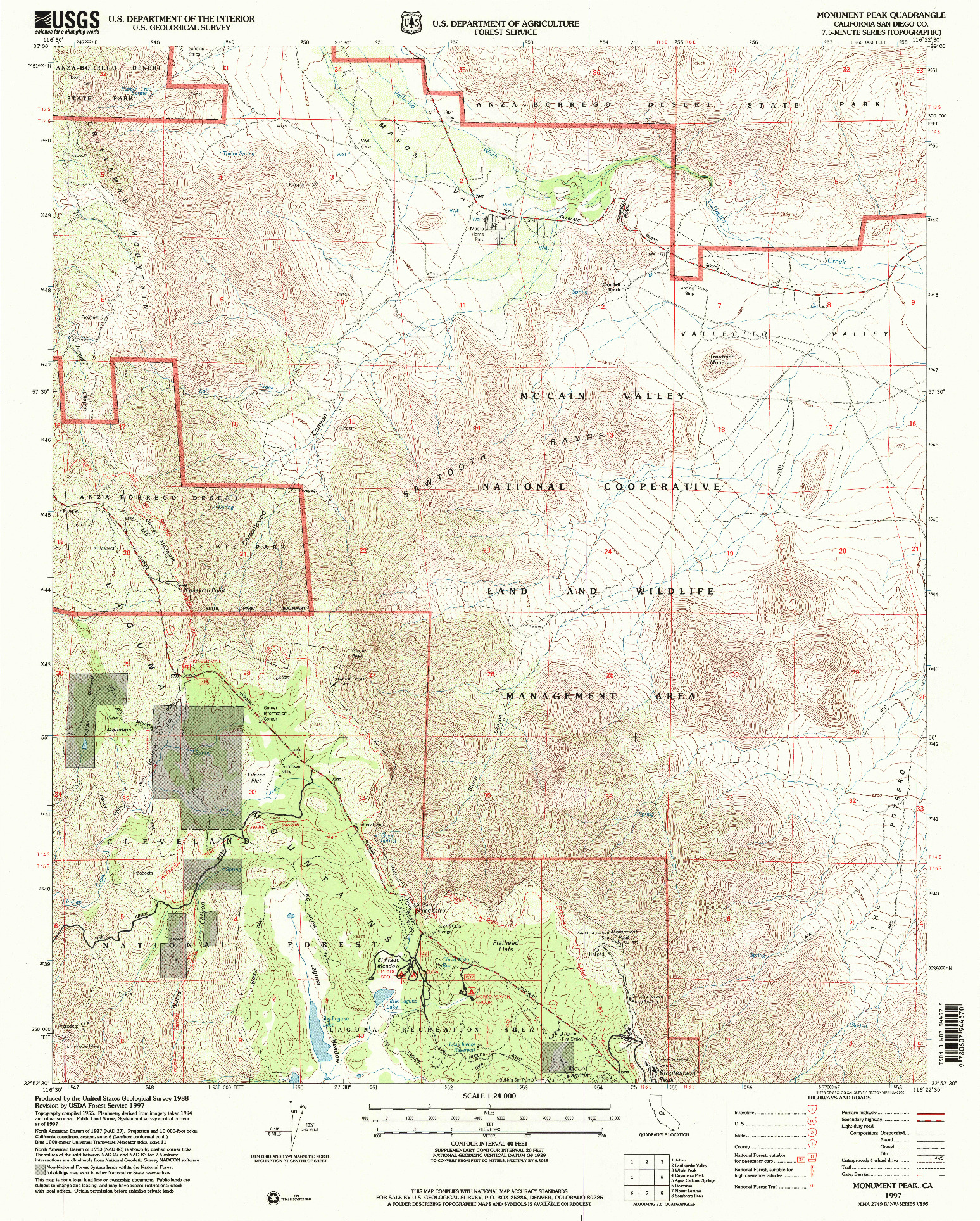 USGS 1:24000-SCALE QUADRANGLE FOR MONUMENT PEAK, CA 1997