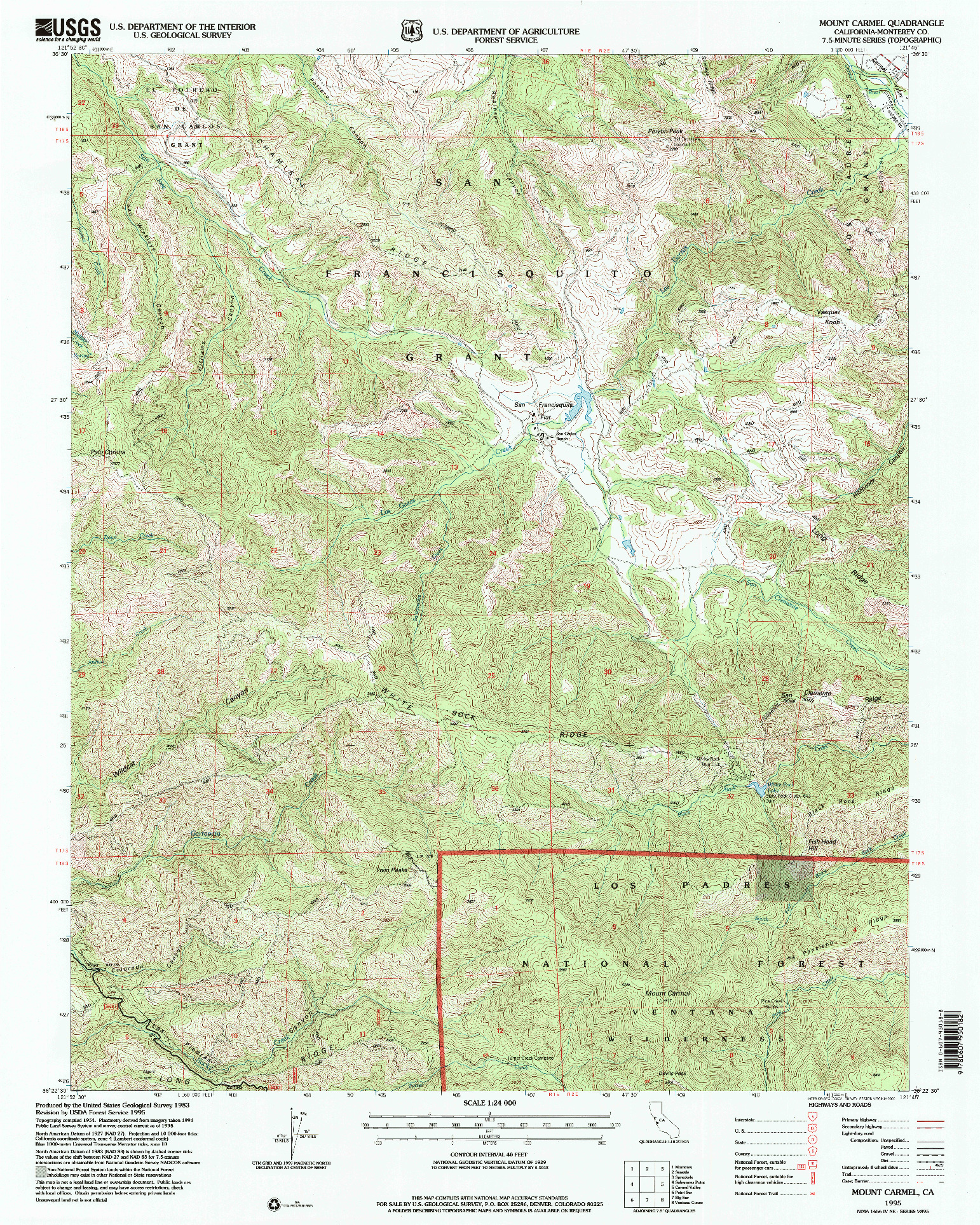 USGS 1:24000-SCALE QUADRANGLE FOR MOUNT CARMEL, CA 1995
