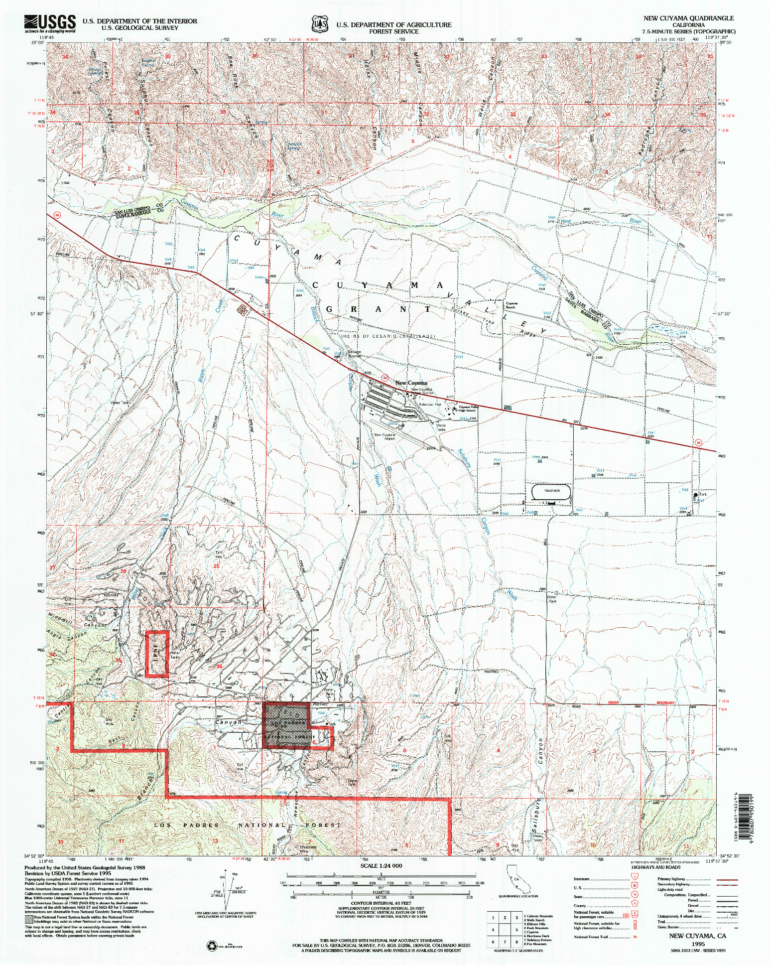 USGS 1:24000-SCALE QUADRANGLE FOR NEW CUYAMA, CA 1995