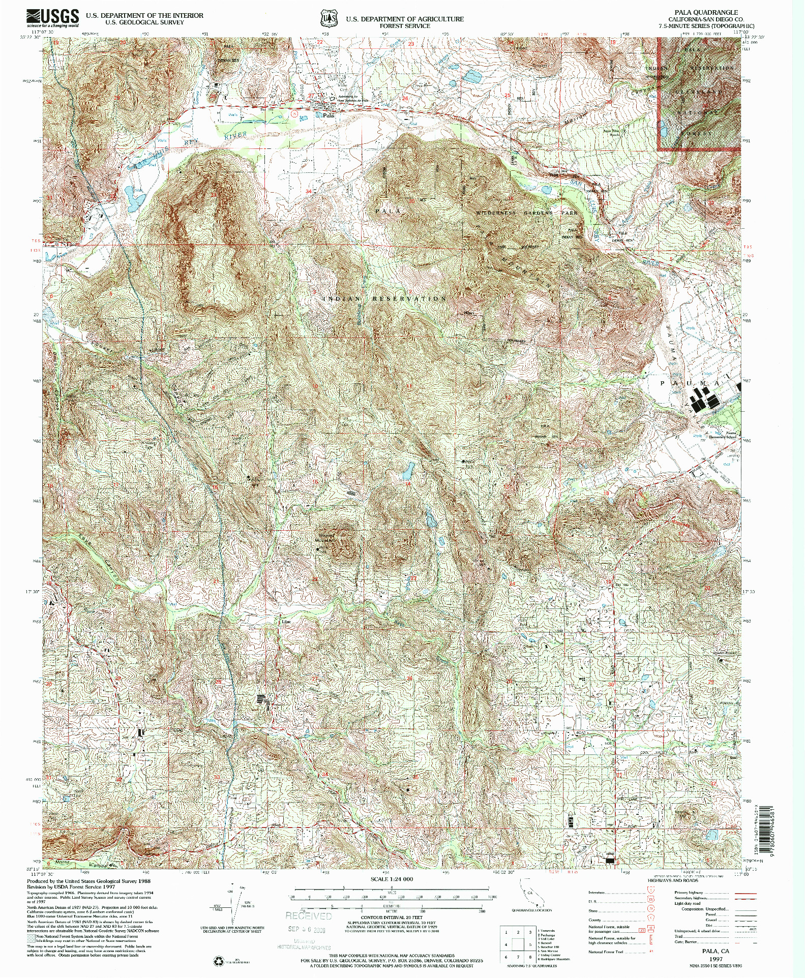 USGS 1:24000-SCALE QUADRANGLE FOR PALA, CA 1997