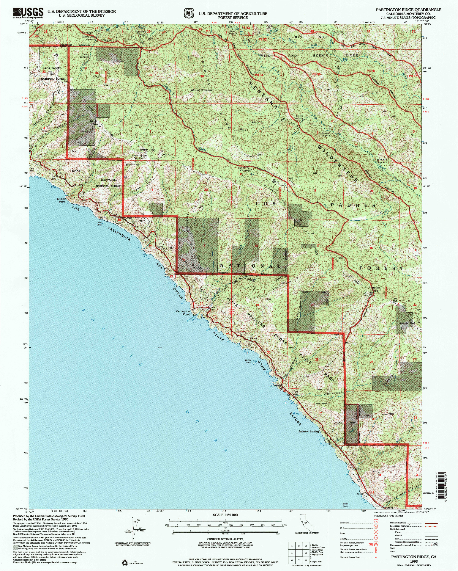 USGS 1:24000-SCALE QUADRANGLE FOR PARTINGTON RIDGE, CA 1995