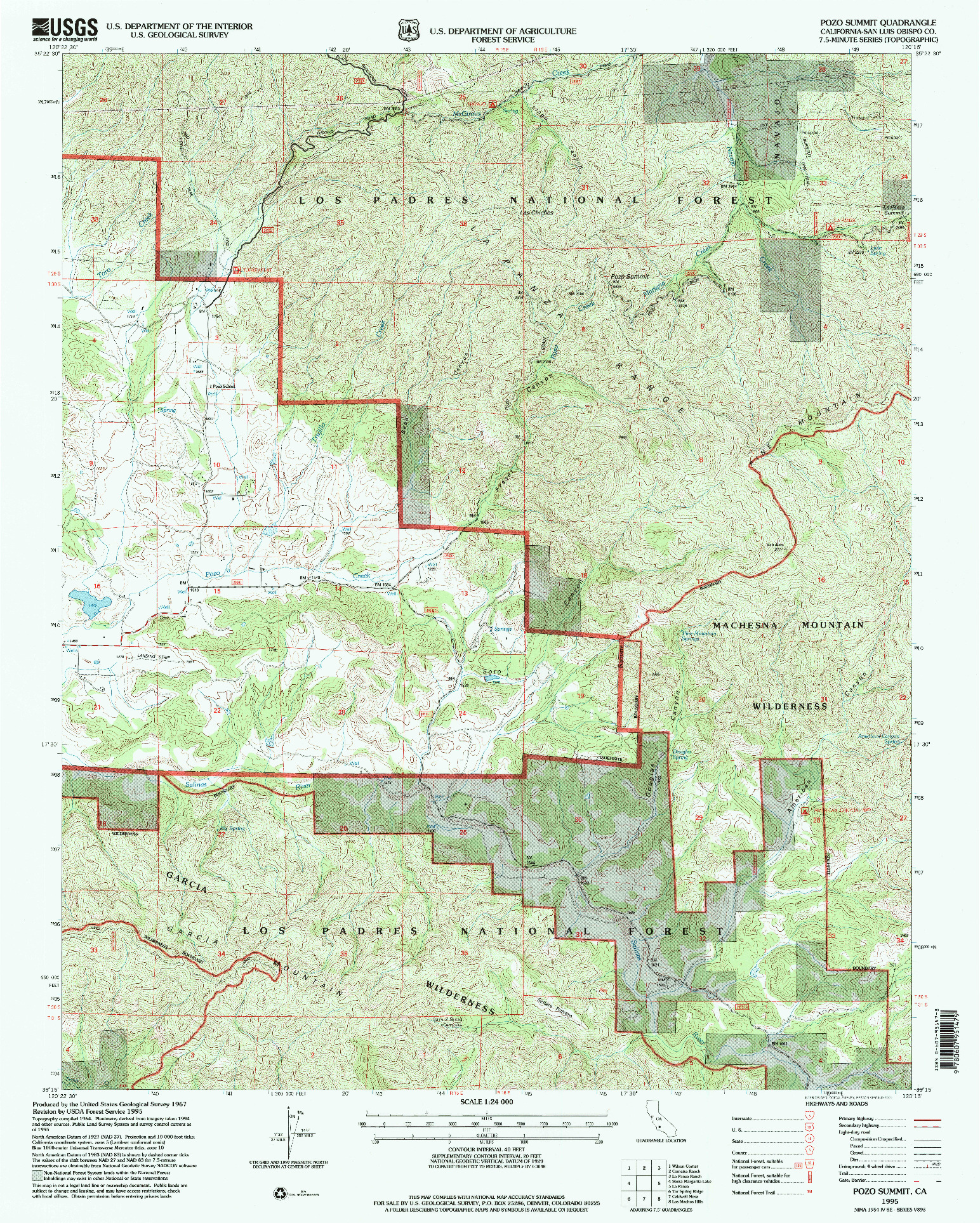 USGS 1:24000-SCALE QUADRANGLE FOR POZO SUMMIT, CA 1995